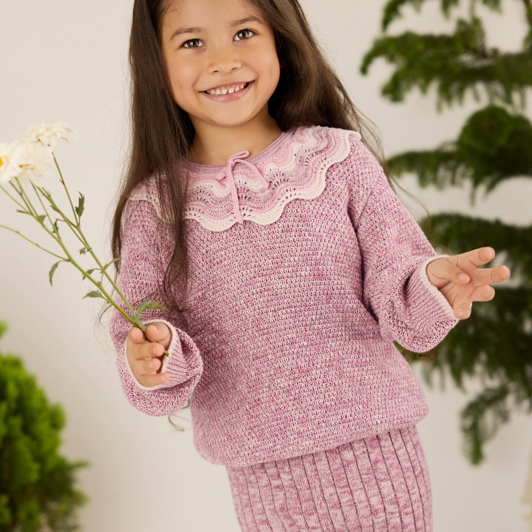 Mauve/Orchid Ice Multicolor Ruffle Sweater
