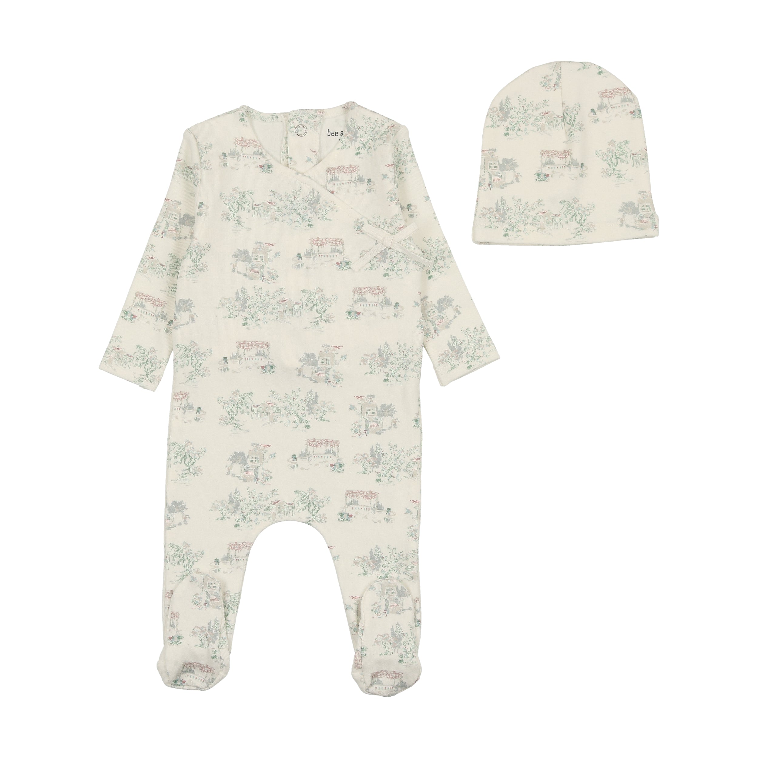 Ivory Toile Girls Footie/Beanie