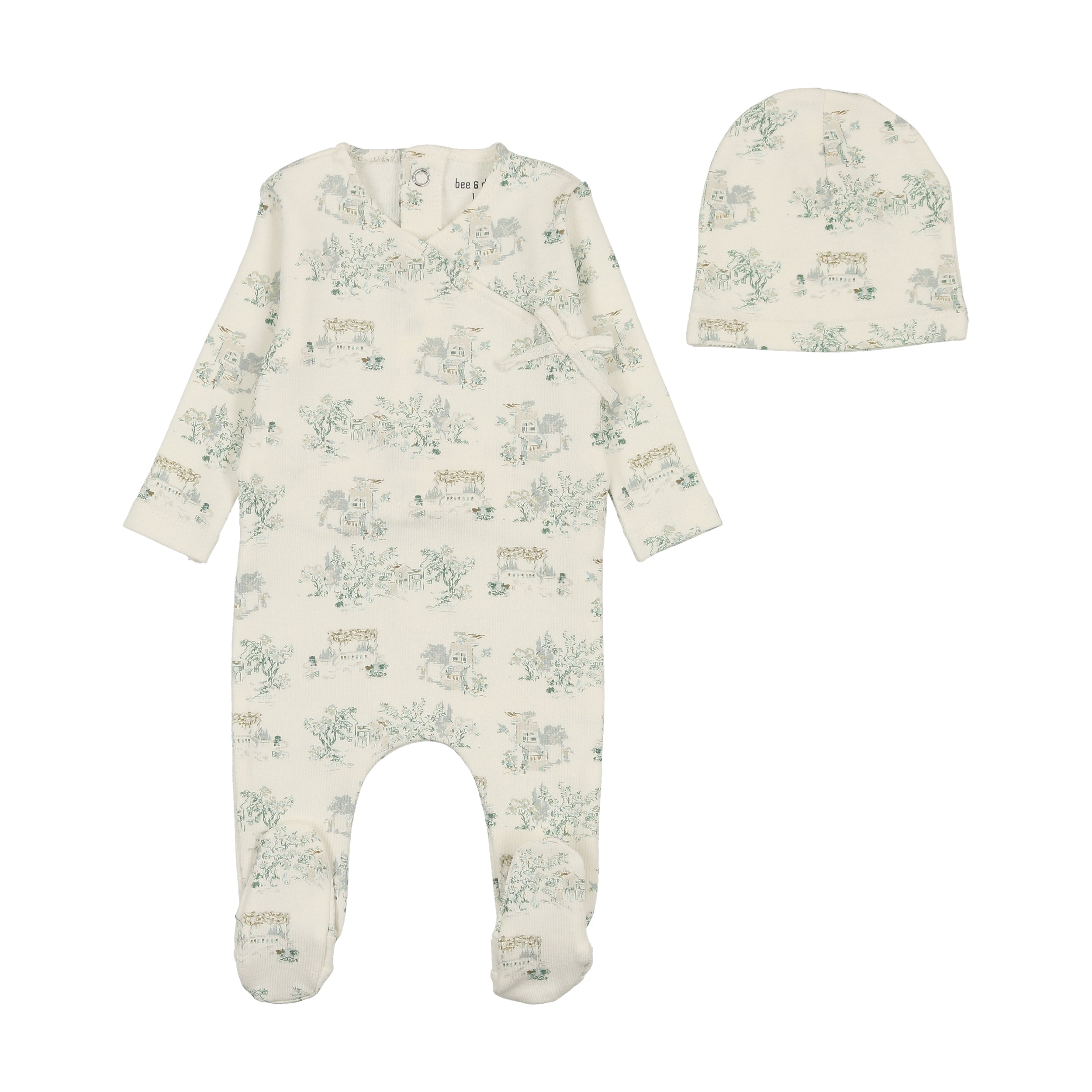 Ivory Toile Boys Footie/Beanie