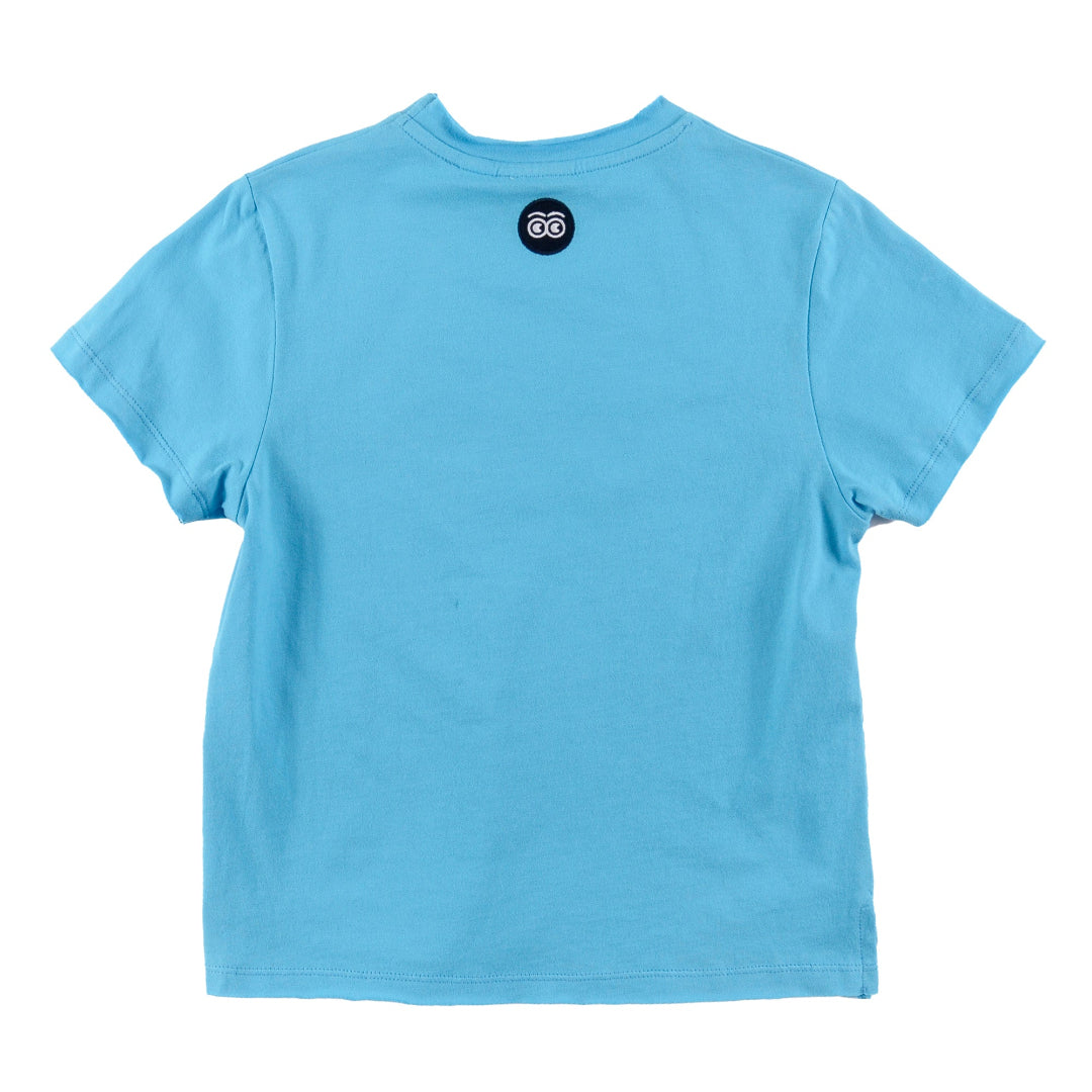 Cyan Blue Print Relaxed Fit T-Shirt