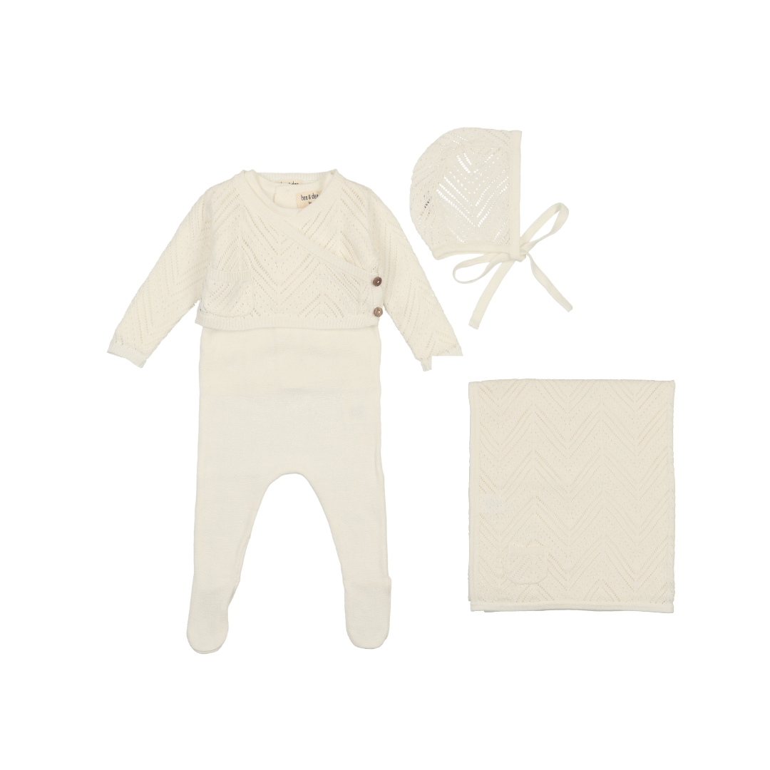 Ivory Crochet Knit Sweater Layette Set