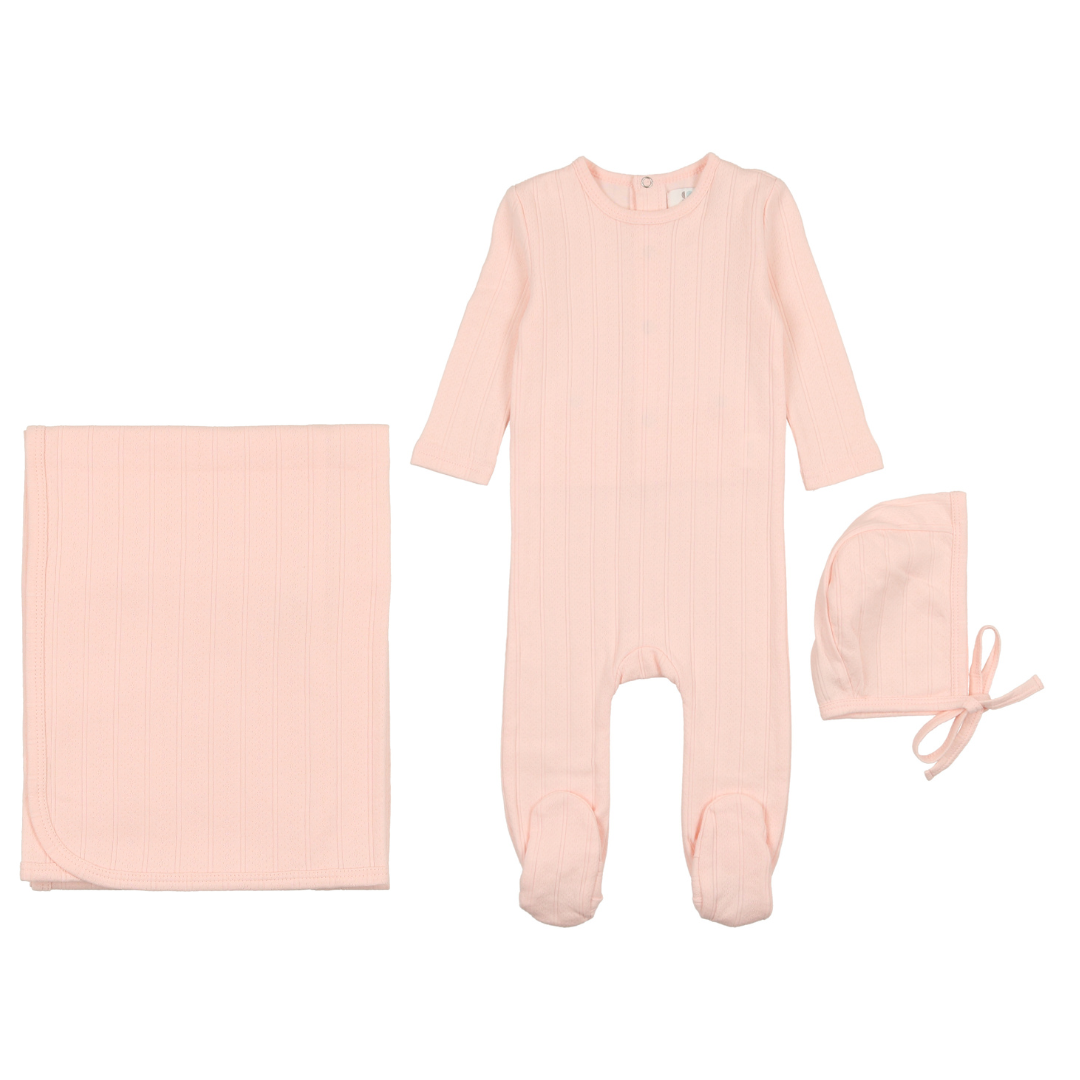Pale Pink Ribbed Layette Set
