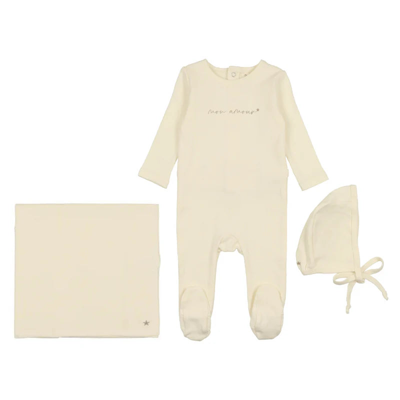 Ivory/Taupe Mon Amour Layette Set