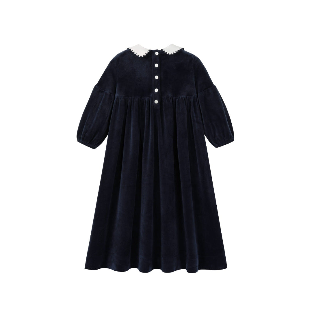 Navy Velour Lace Robe