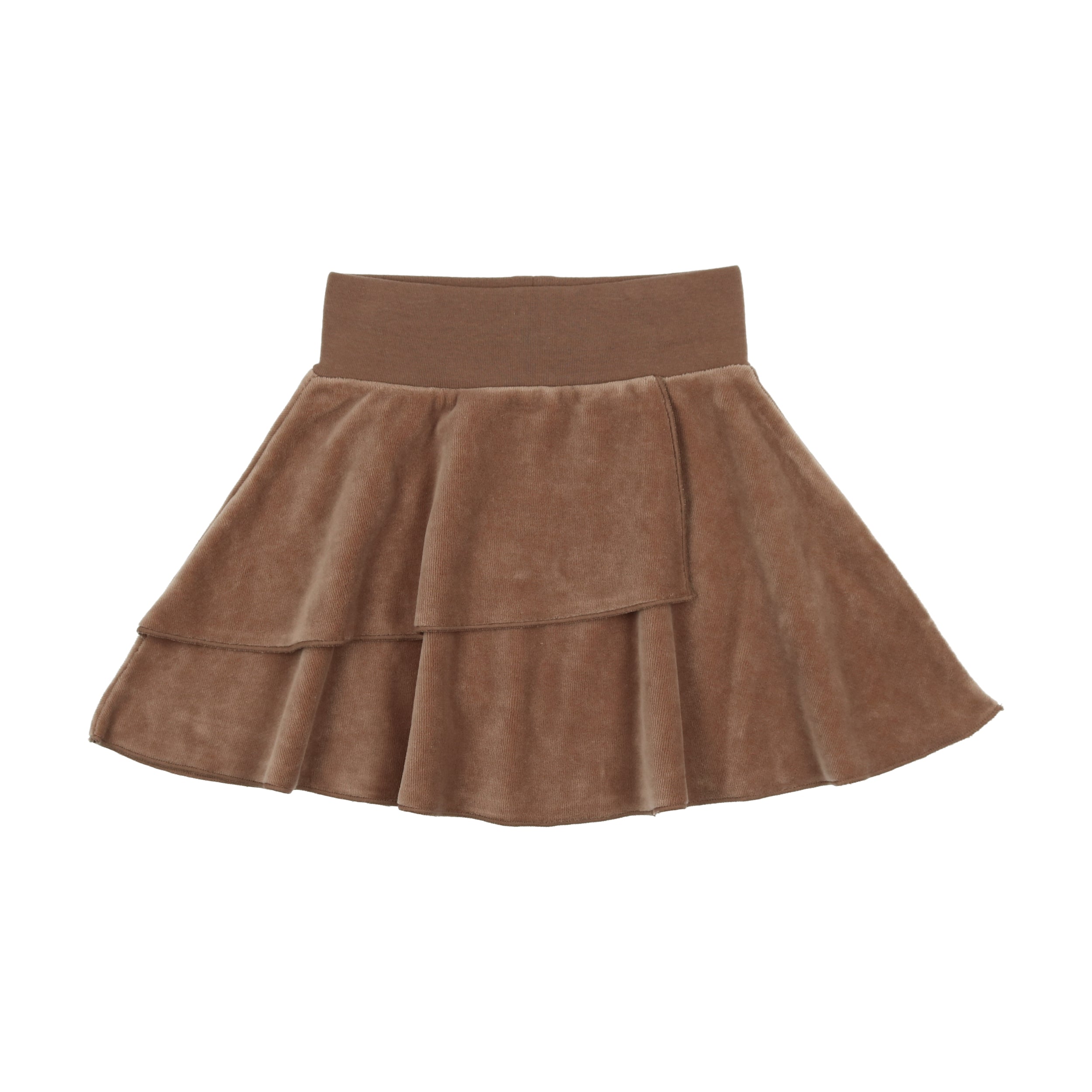 Camel Velour Layered Skirt