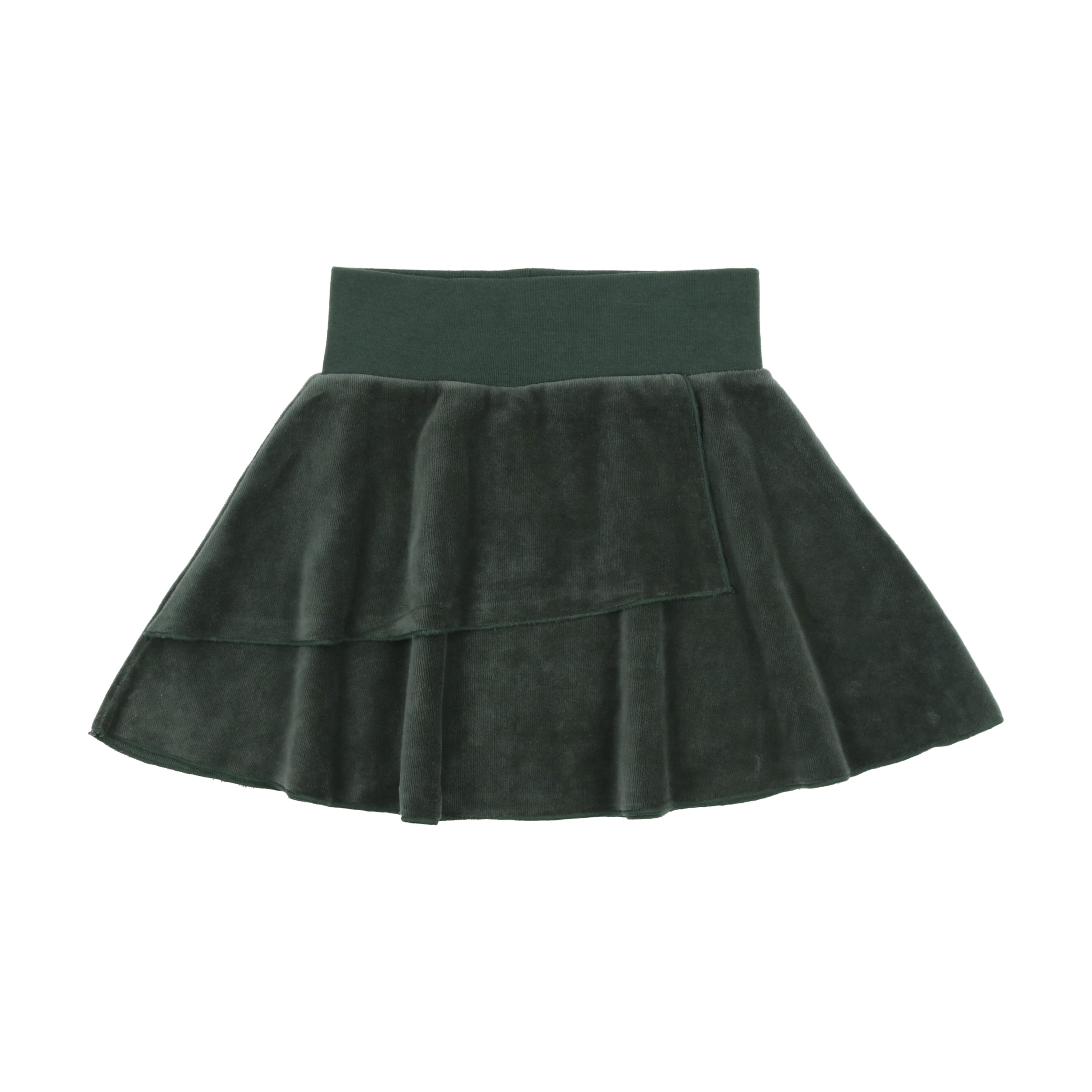 Green Velour Layered Skirt