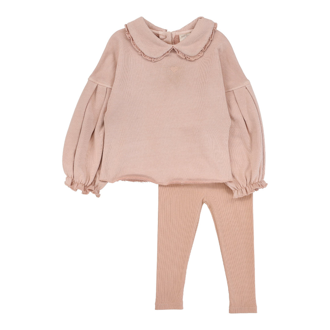 Dusty Pink Wash Sweatshirt Set