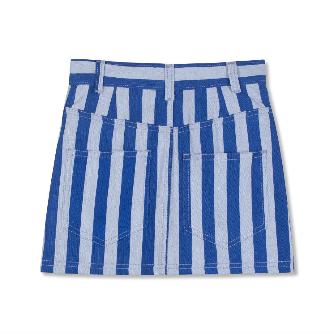 Artists Blue Stripe Knee Length Cloud Skirt