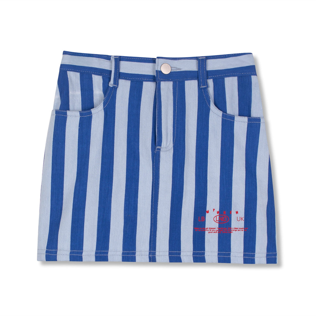 Artists Blue Stripe Knee Length Cloud Skirt