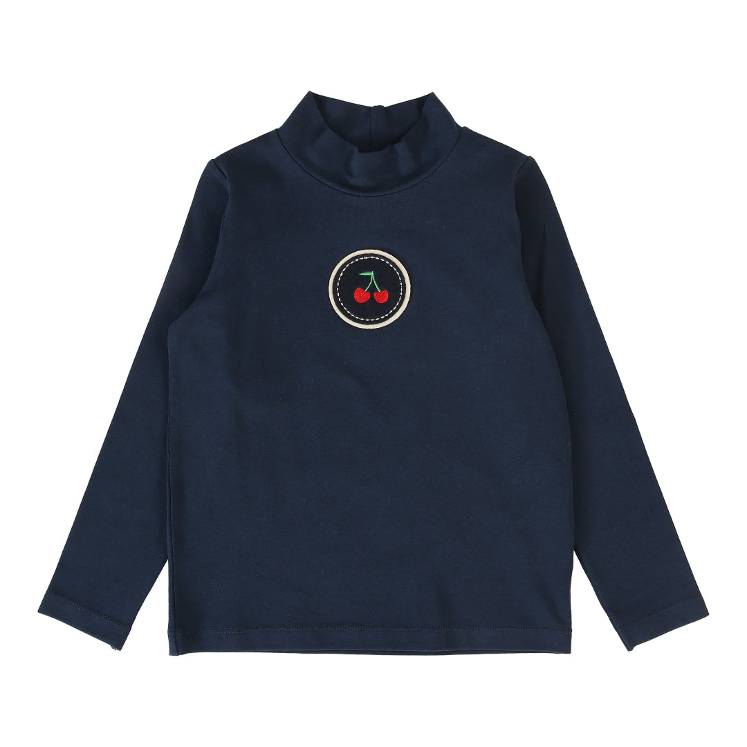 Navy Printed Mockneck