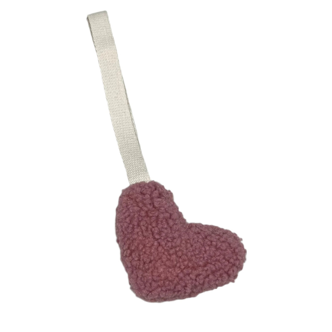 Mauve Heart Sherpa Pacifier Holder