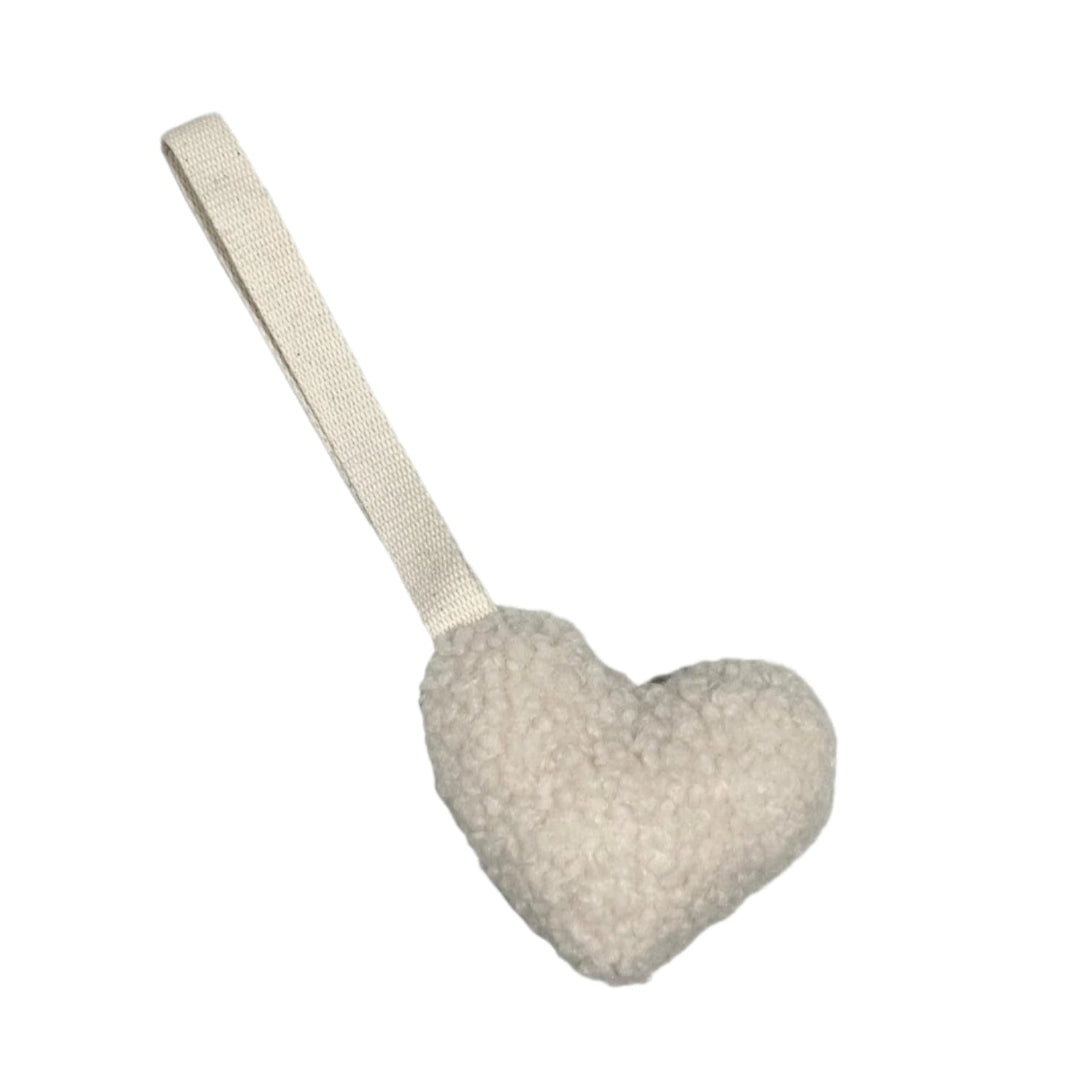 Cream Heart Sherpa Pacifier Holder