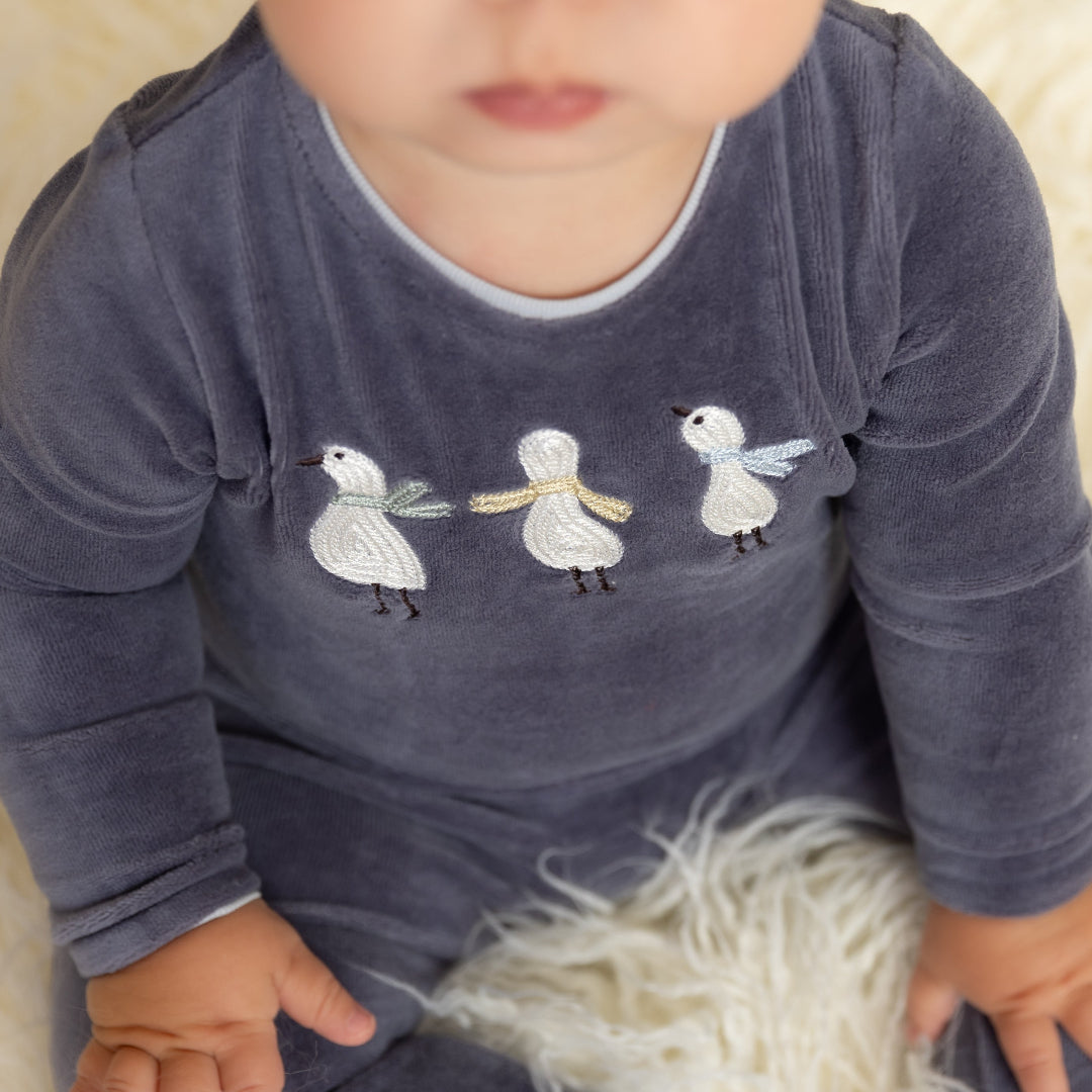 Blue Sea Winter Geese Footie/Beanie