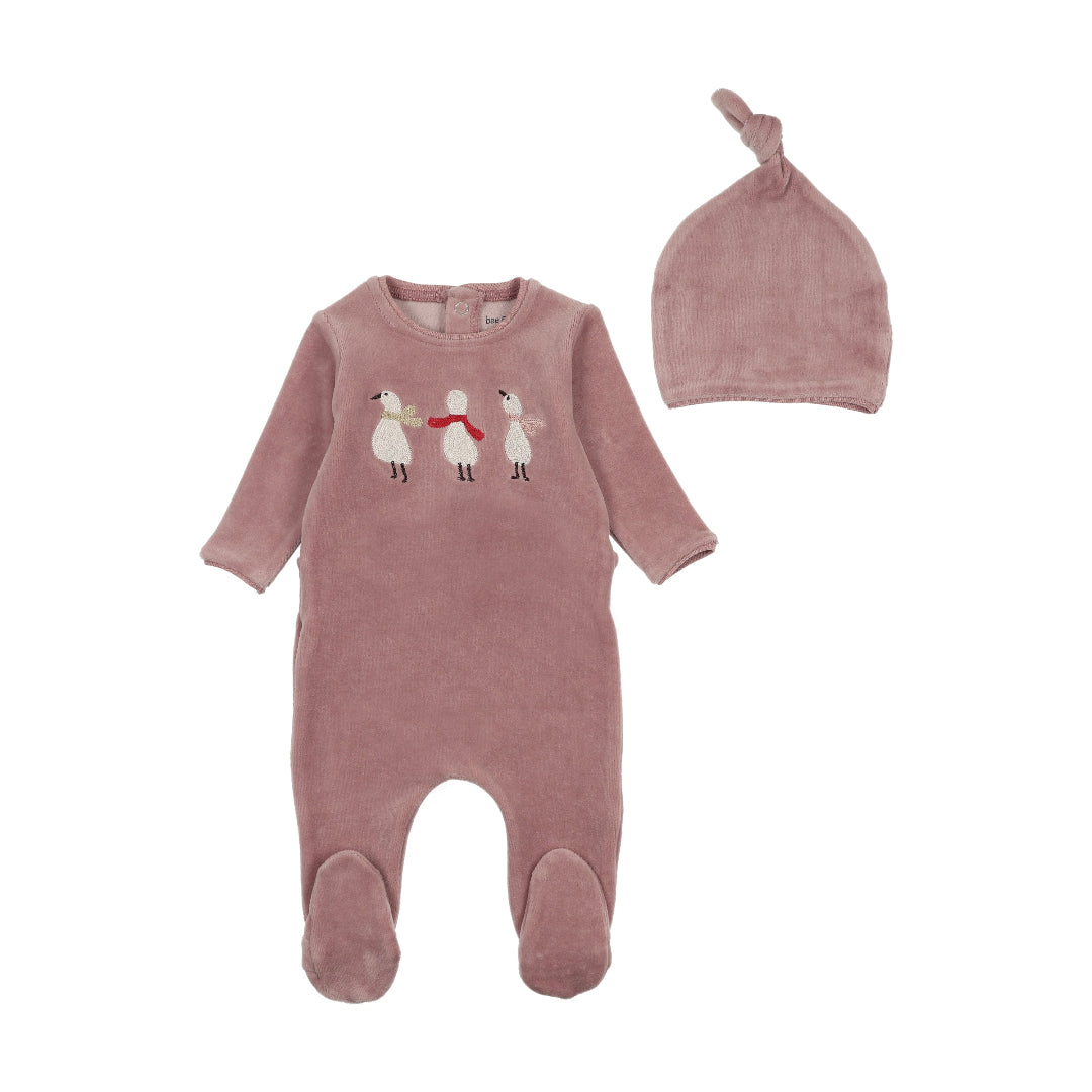 Tea Rose Winter Geese Footie/Beanie