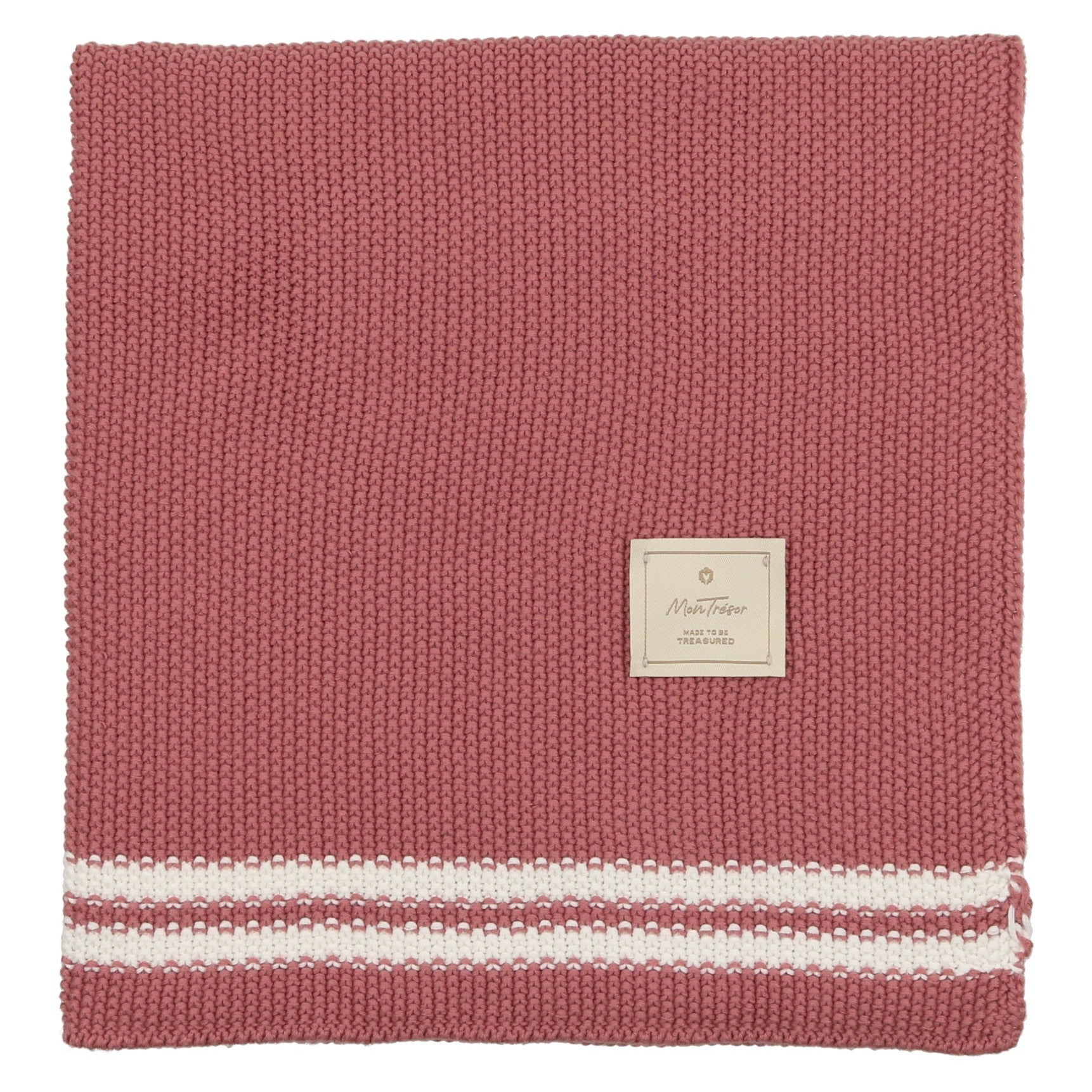 Ash Rose Duo Stripe Chunky Knit Blanket