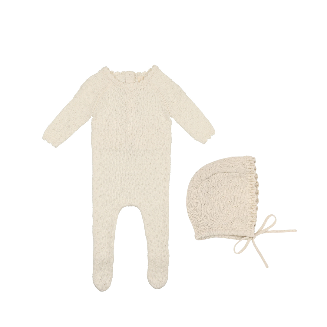 Ecru Vintage Knit Footie Set