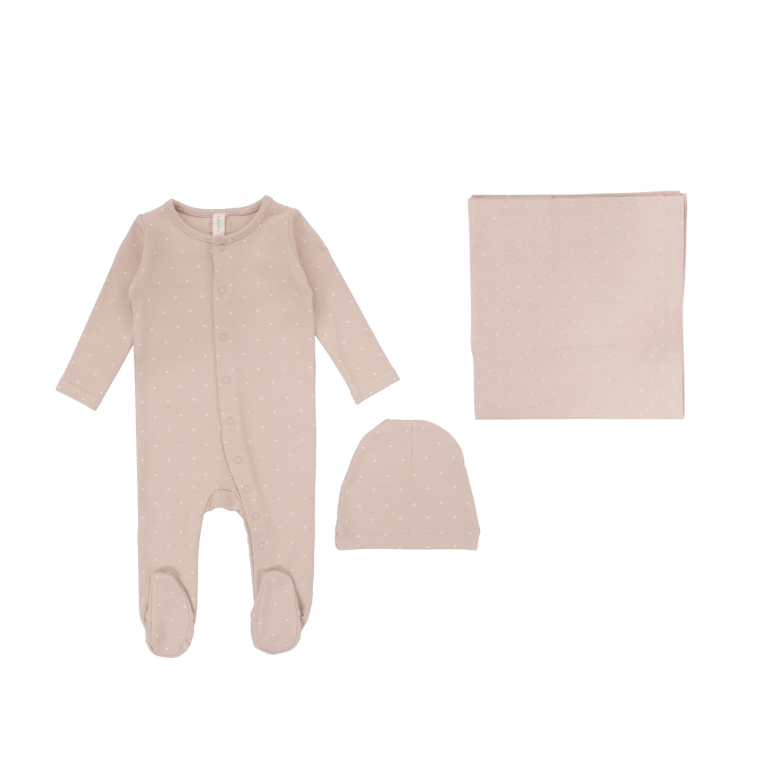 Pink Tiny Heart Layette Set