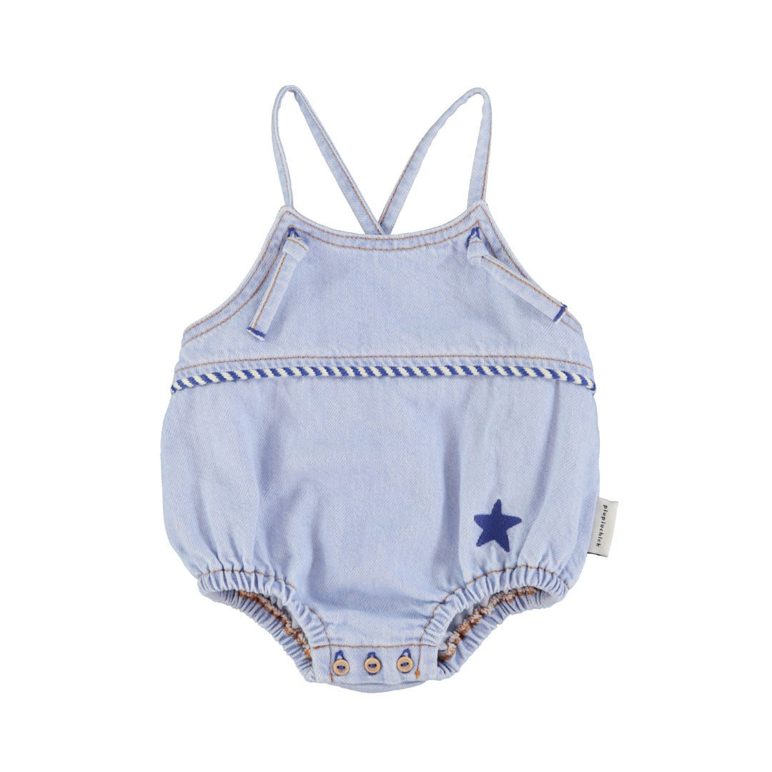 Light Blue Soft Denim Baby Romper