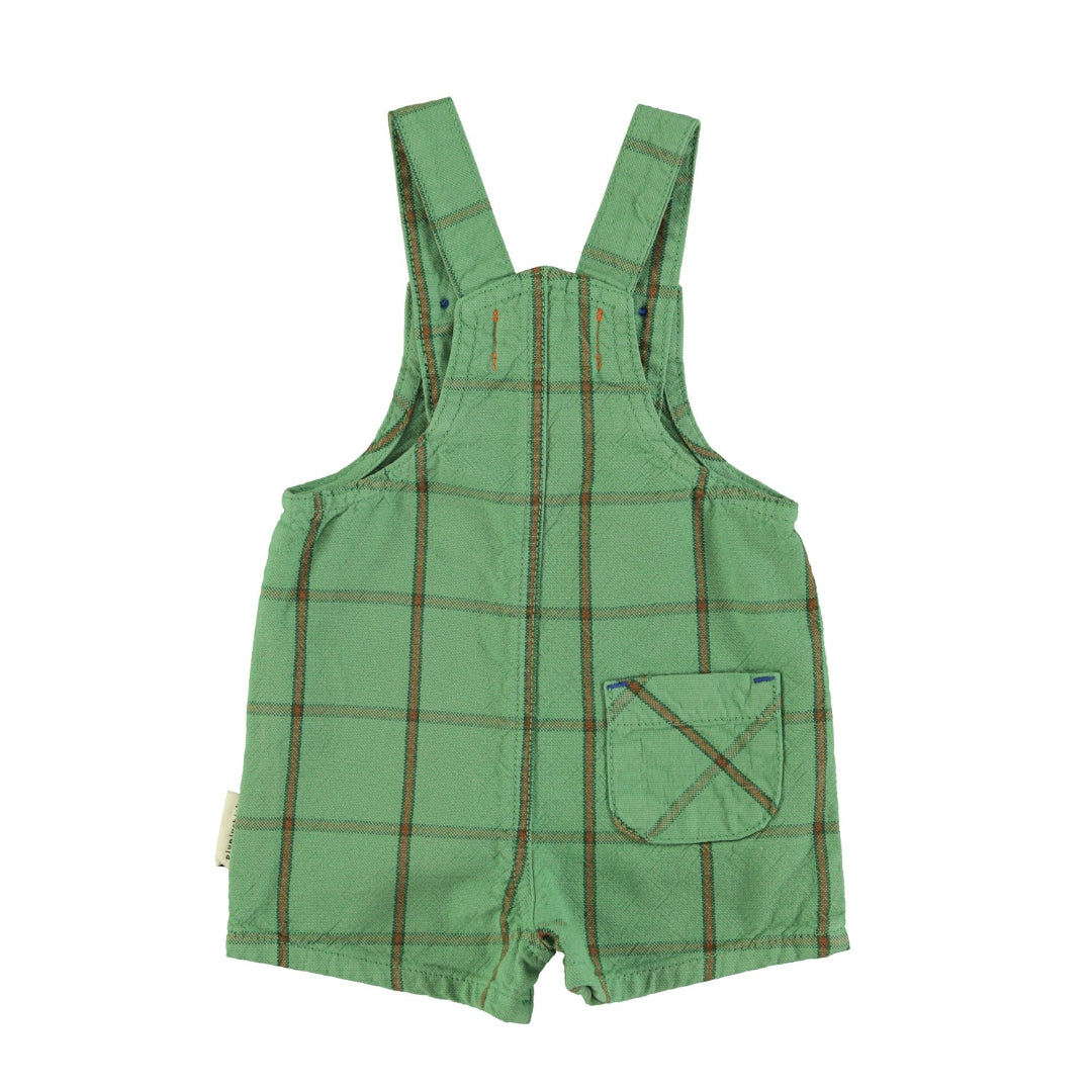 Green Checkered Baby Short Dungarees