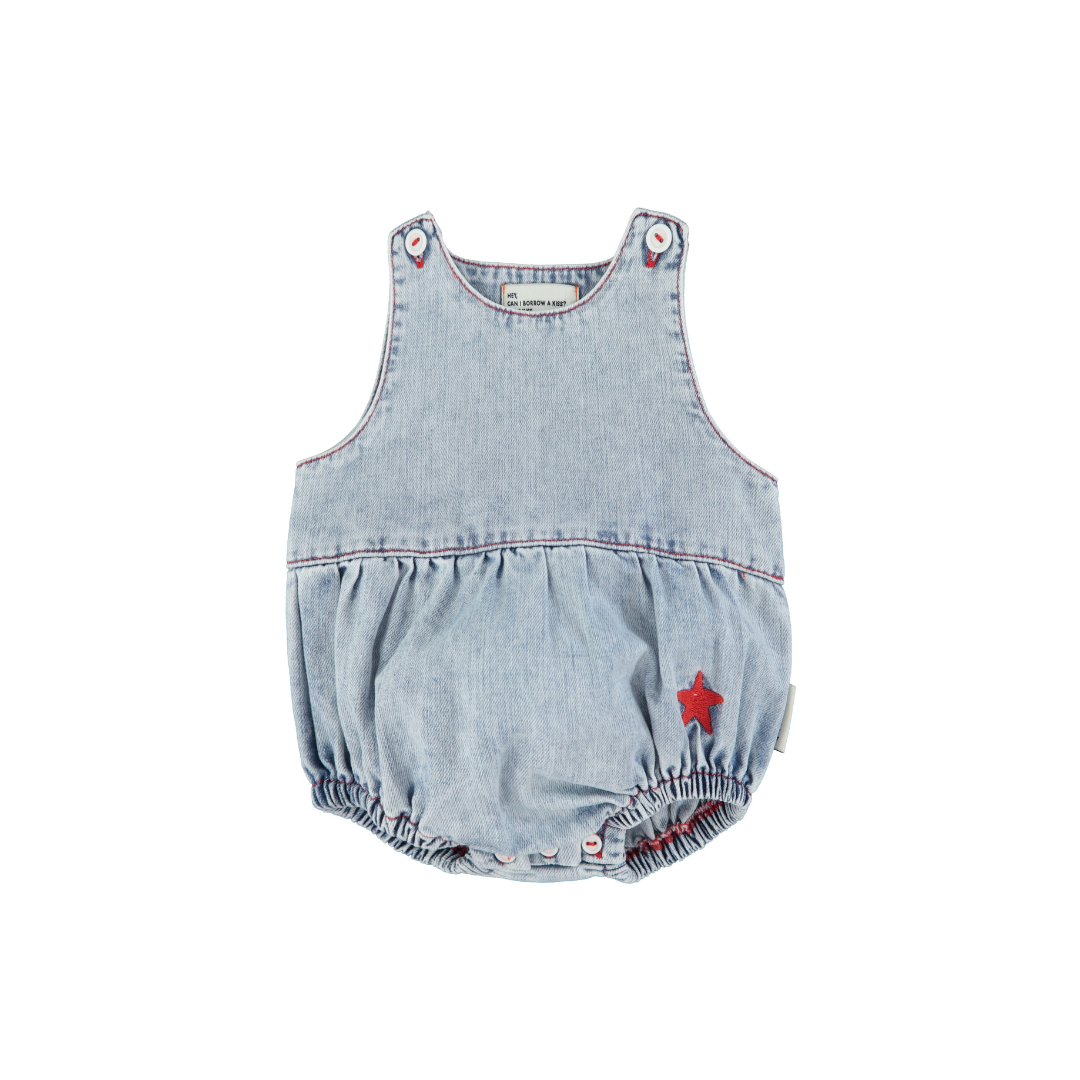 Blue Light Denim Sleeveless Baby Romper