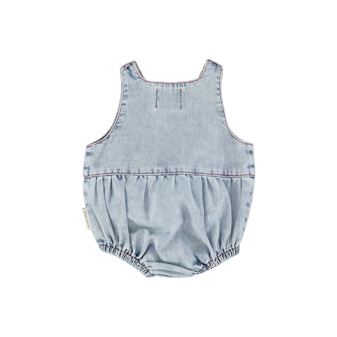 Blue Light Denim Sleeveless Baby Romper