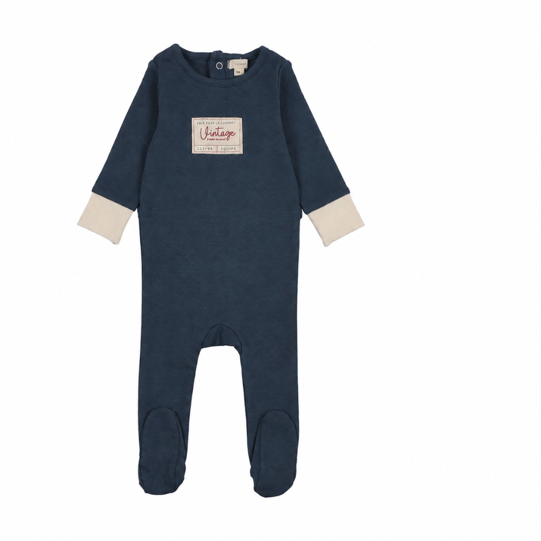 Vintage Blue Color Block Footie