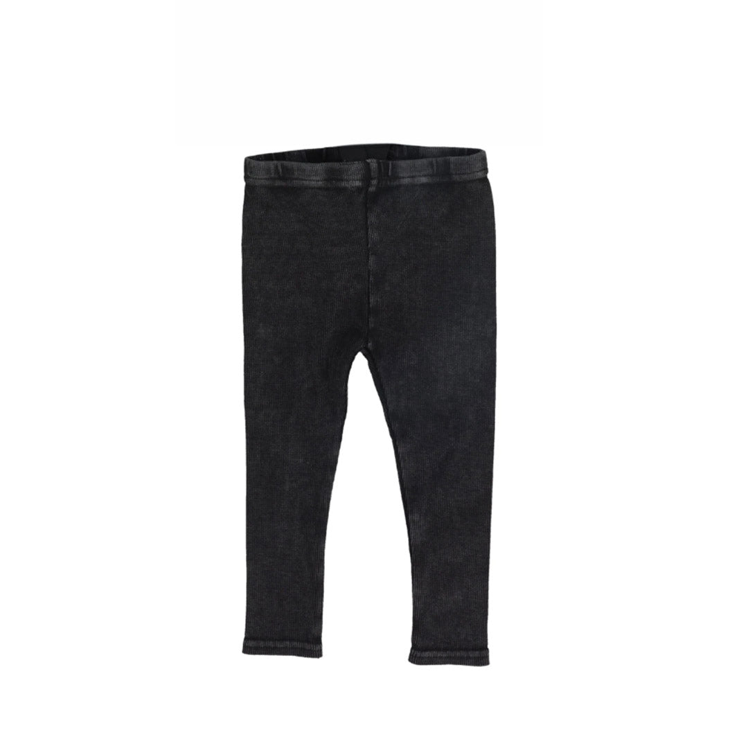 Black Wash Ribbed Leggings