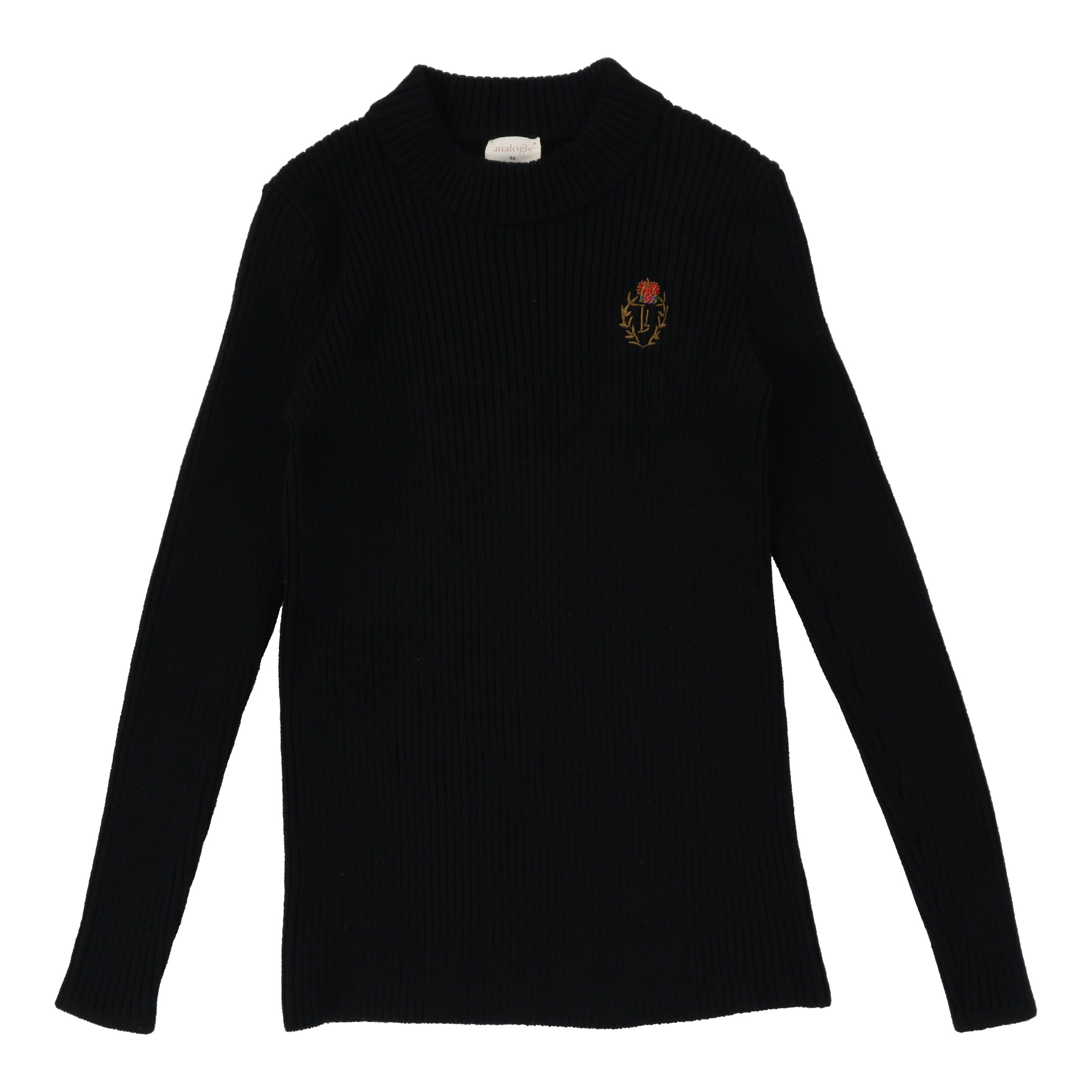 Black Crest Knit Mockneck