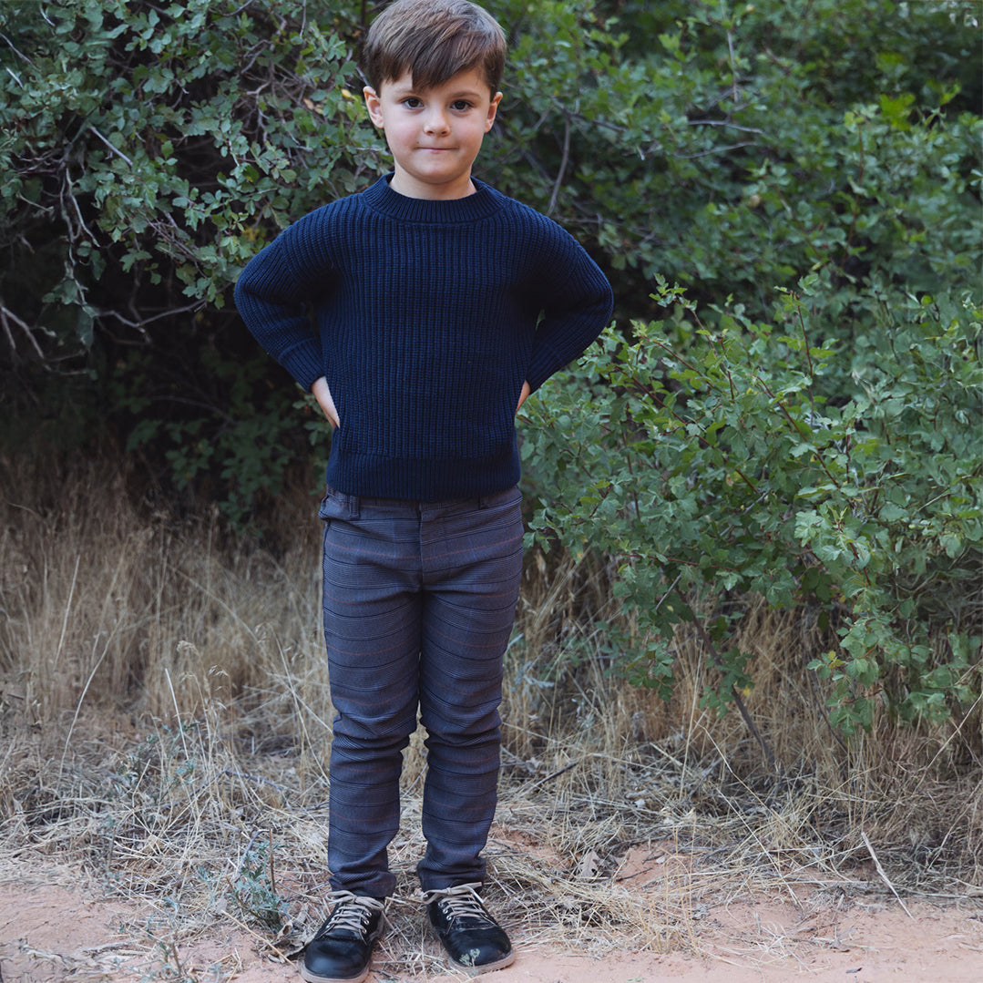 Navy Fisherman Ribbed Sweater