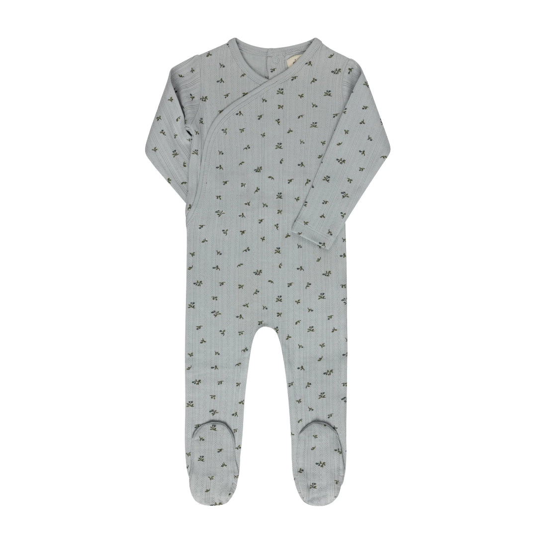 Blue Floral Rib Collection Footie