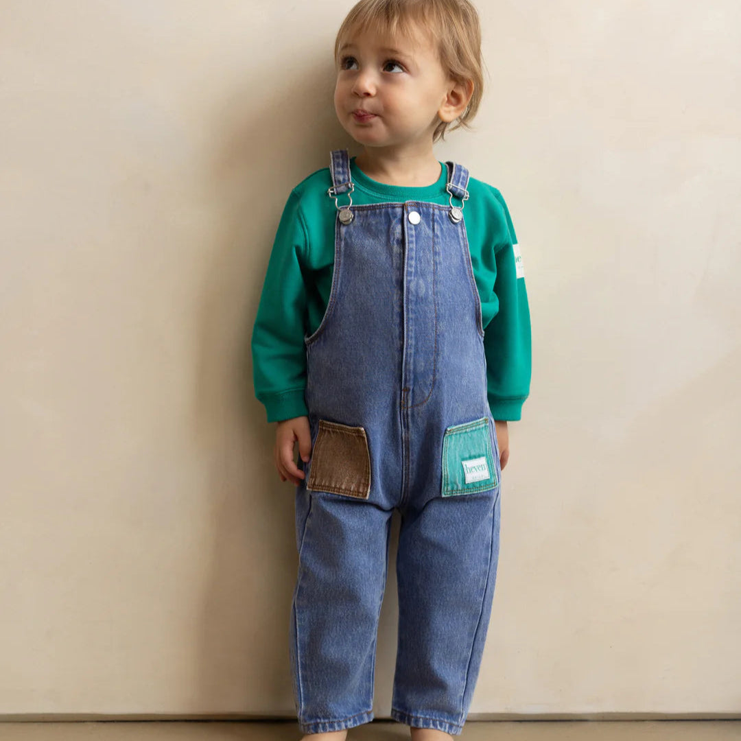 Green Denim Pocket Overalls