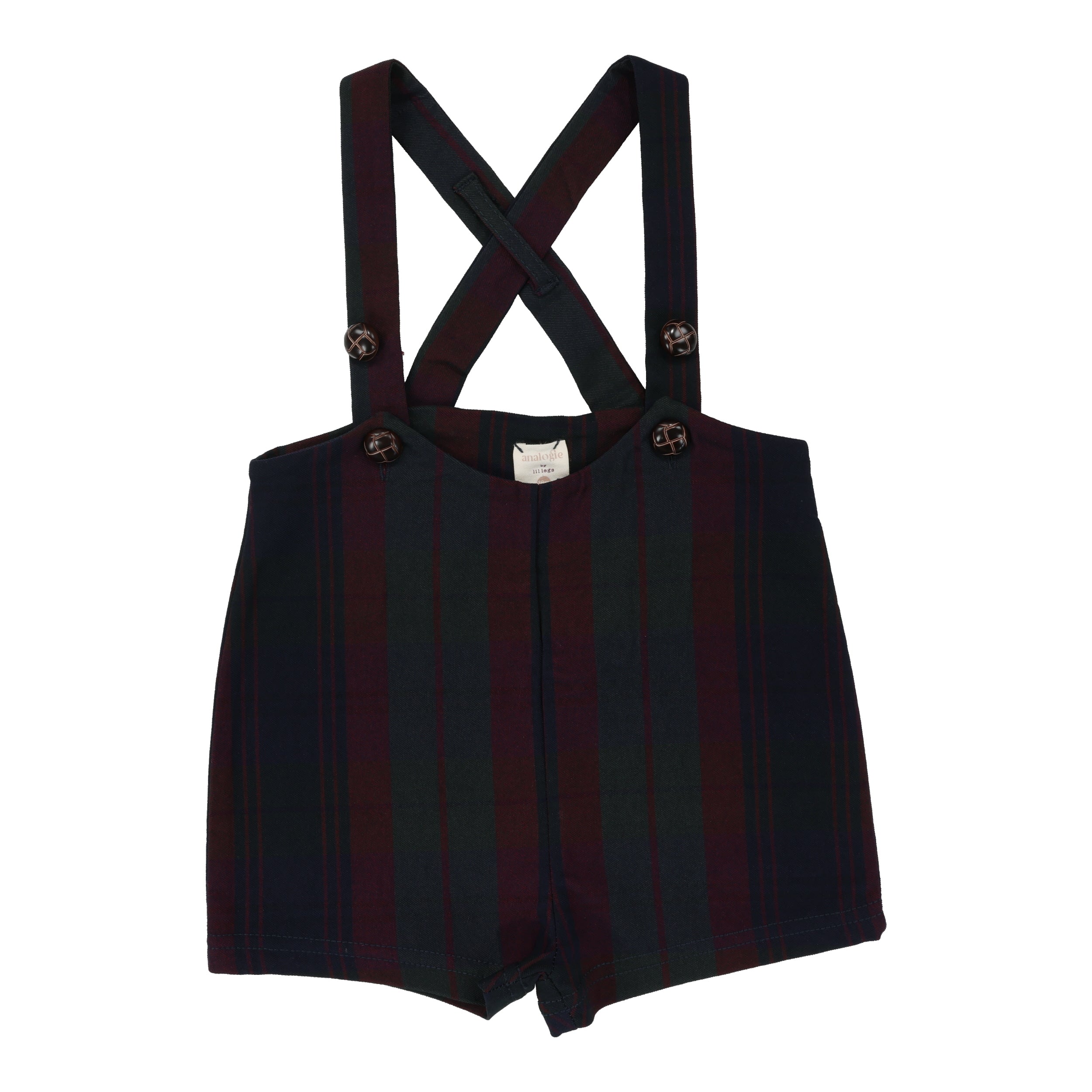 Burgundy Plaid Suspender Shorts