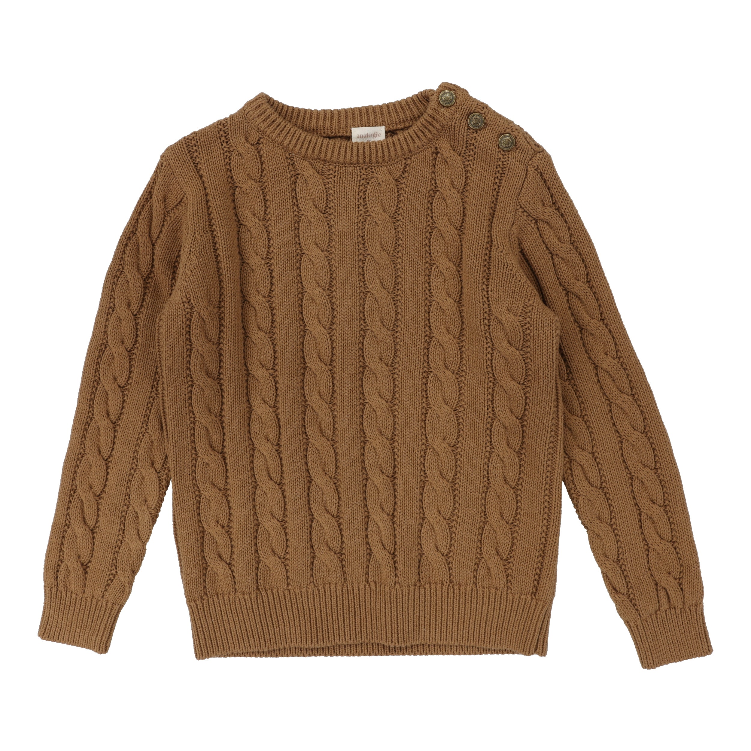 Camel Cable Crewneck Sweater