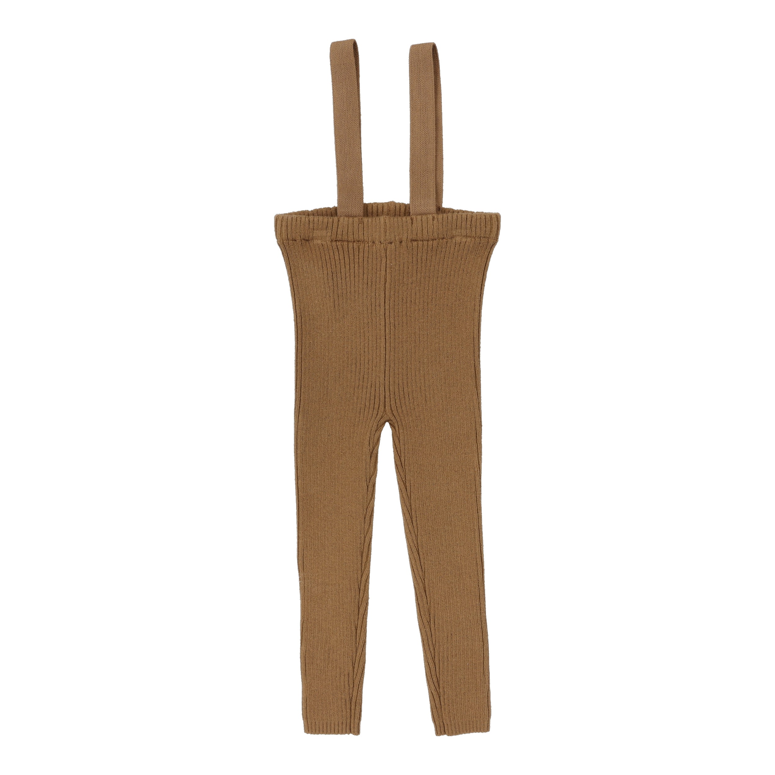 Dark Camel Knit Suspender Leggings