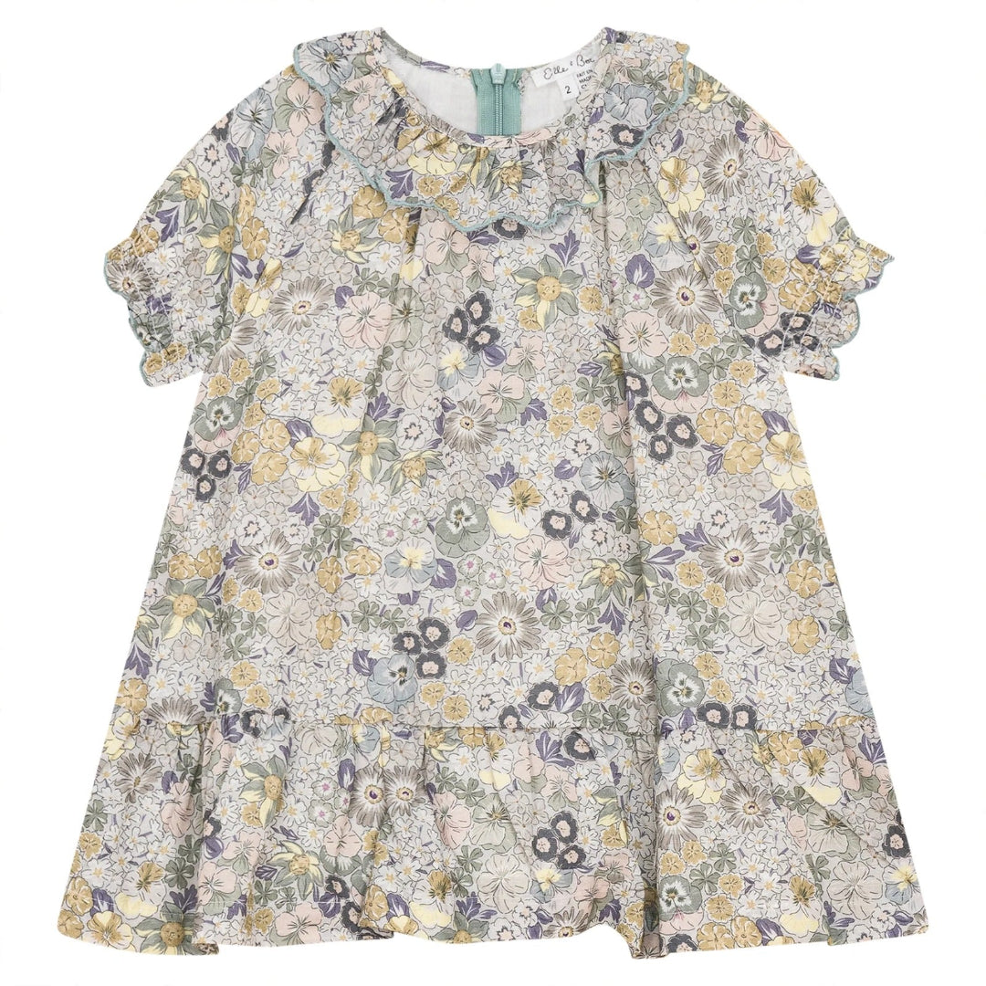 Sage Floral Dress With Ruffle