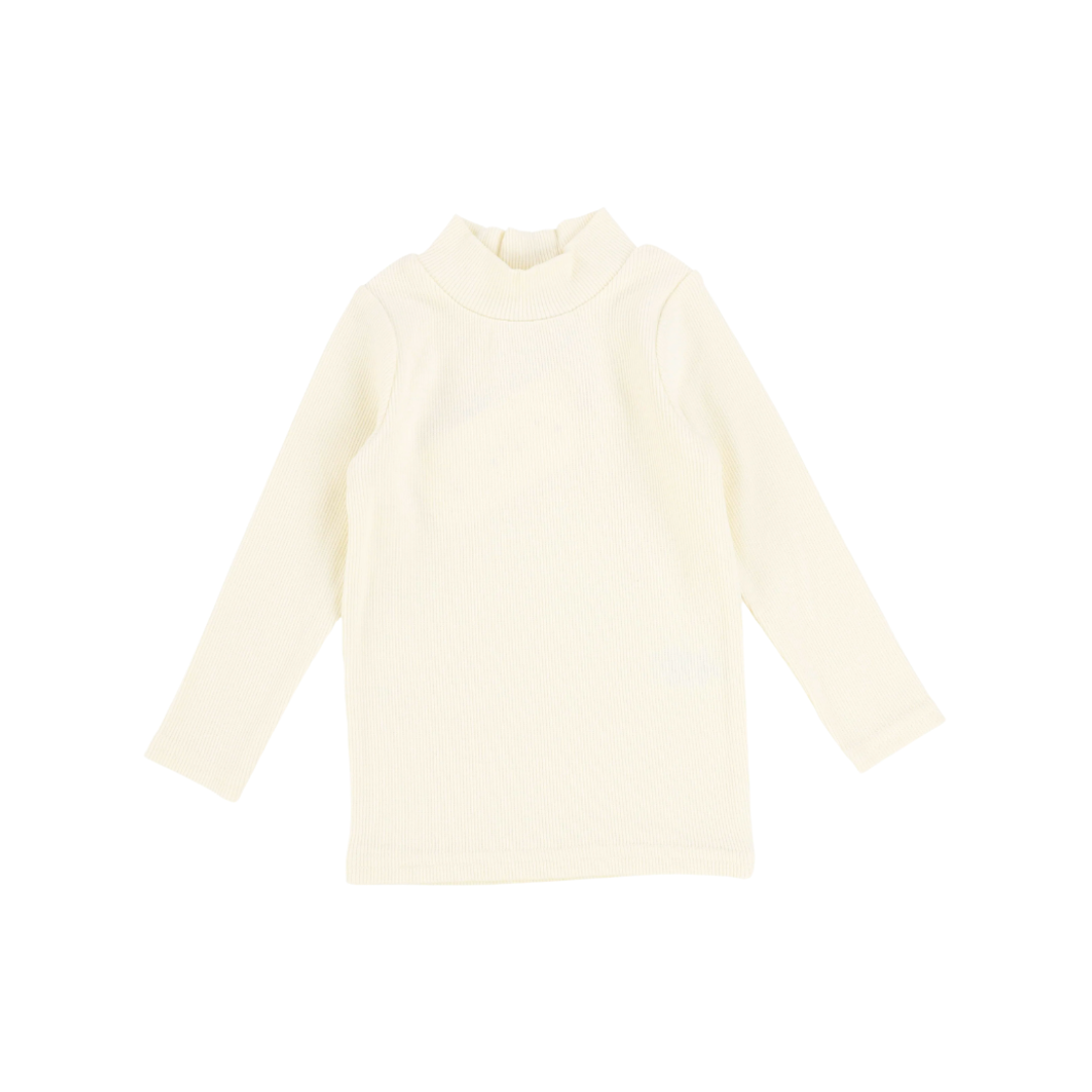 Cream Ribbed Mockneck