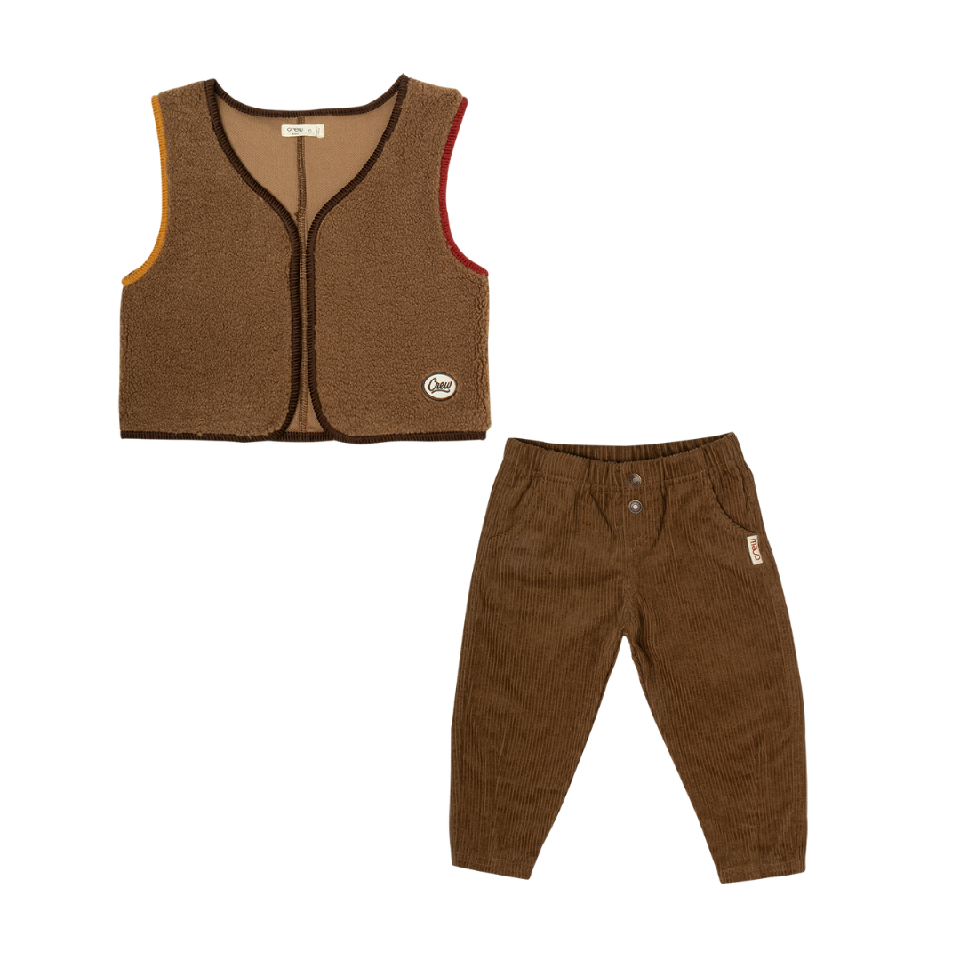 Tan Ella Sherpa Vest + Aidel Bareel Pants