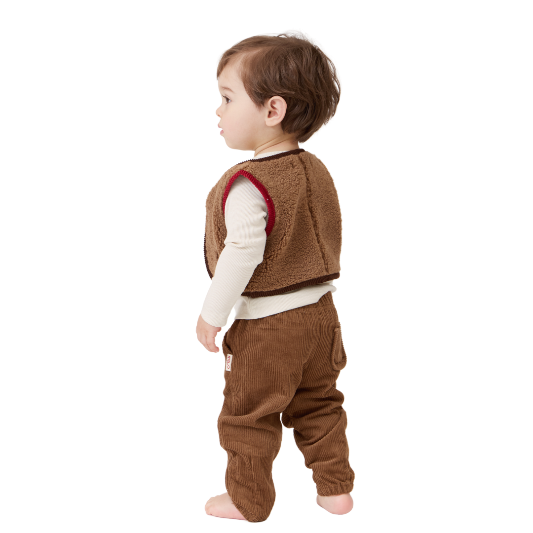Tan Ella Sherpa Vest + Aidel Bareel Pants