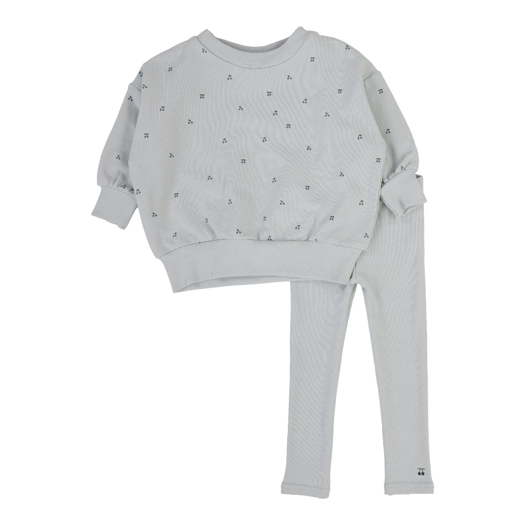 Pale Blue Cherry Print Set