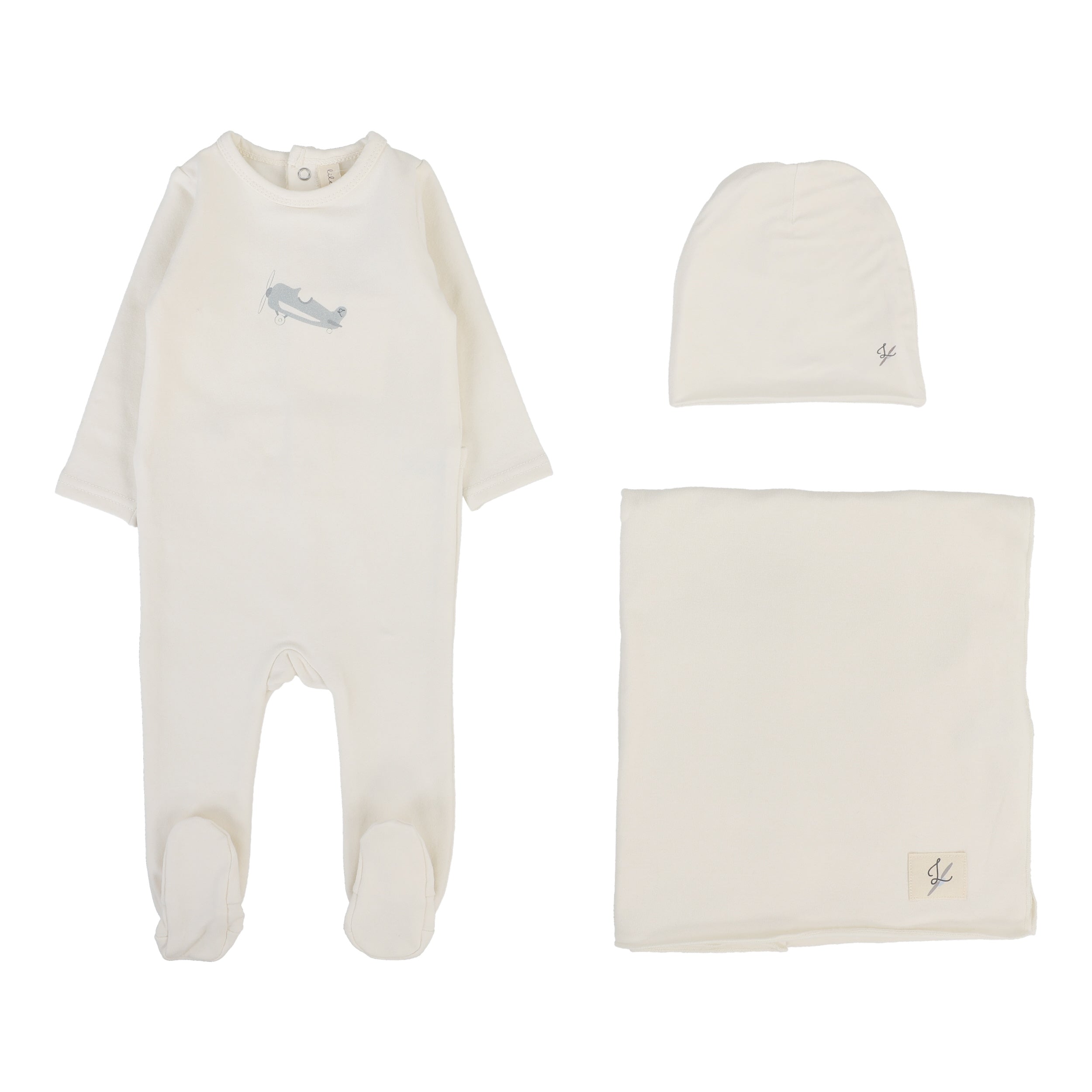 Cream/Airplane Graphic Layette Set