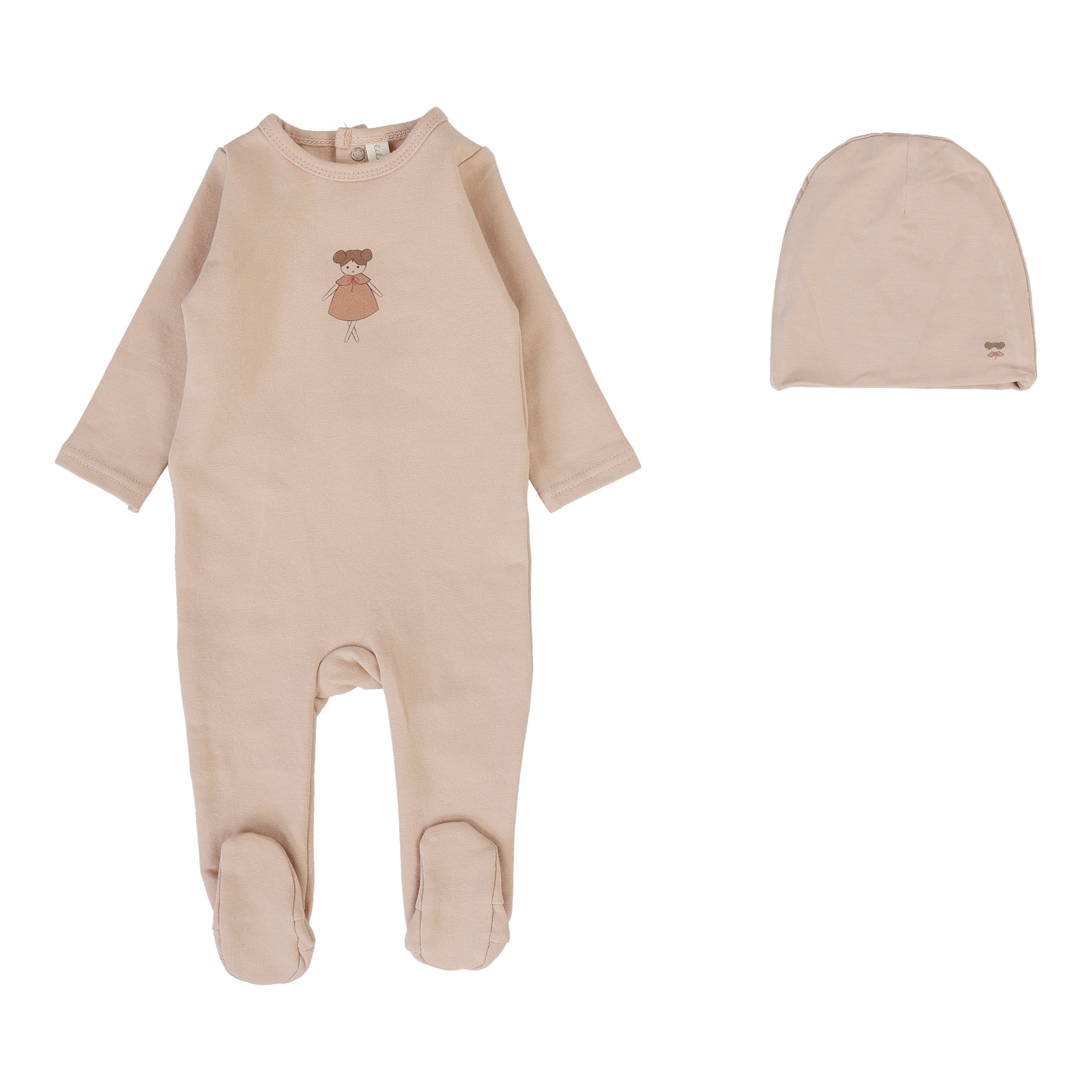 Dusty Pink Graphic Doll Footie Set