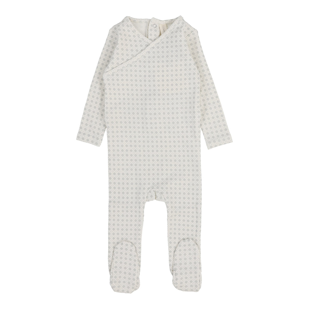 Light Blue Woven Print Footie
