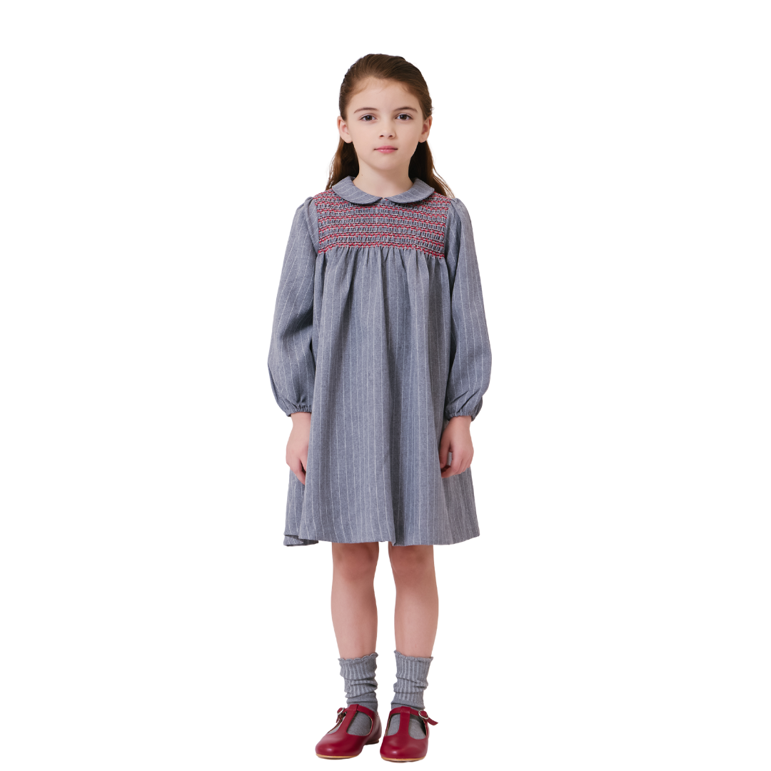 Grey Cynthia Pinstripe Dress