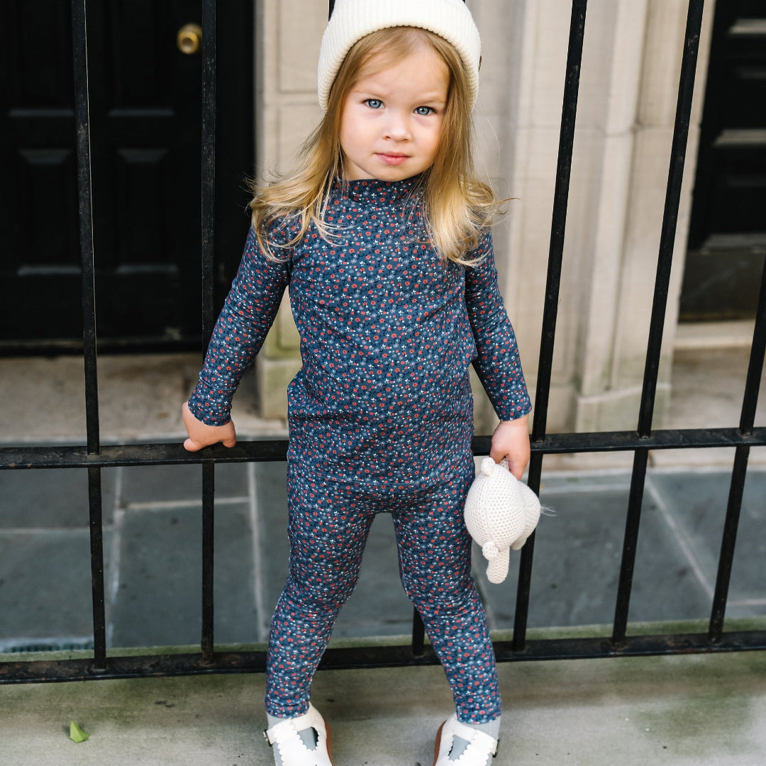 Off Blue Floral Baby Set