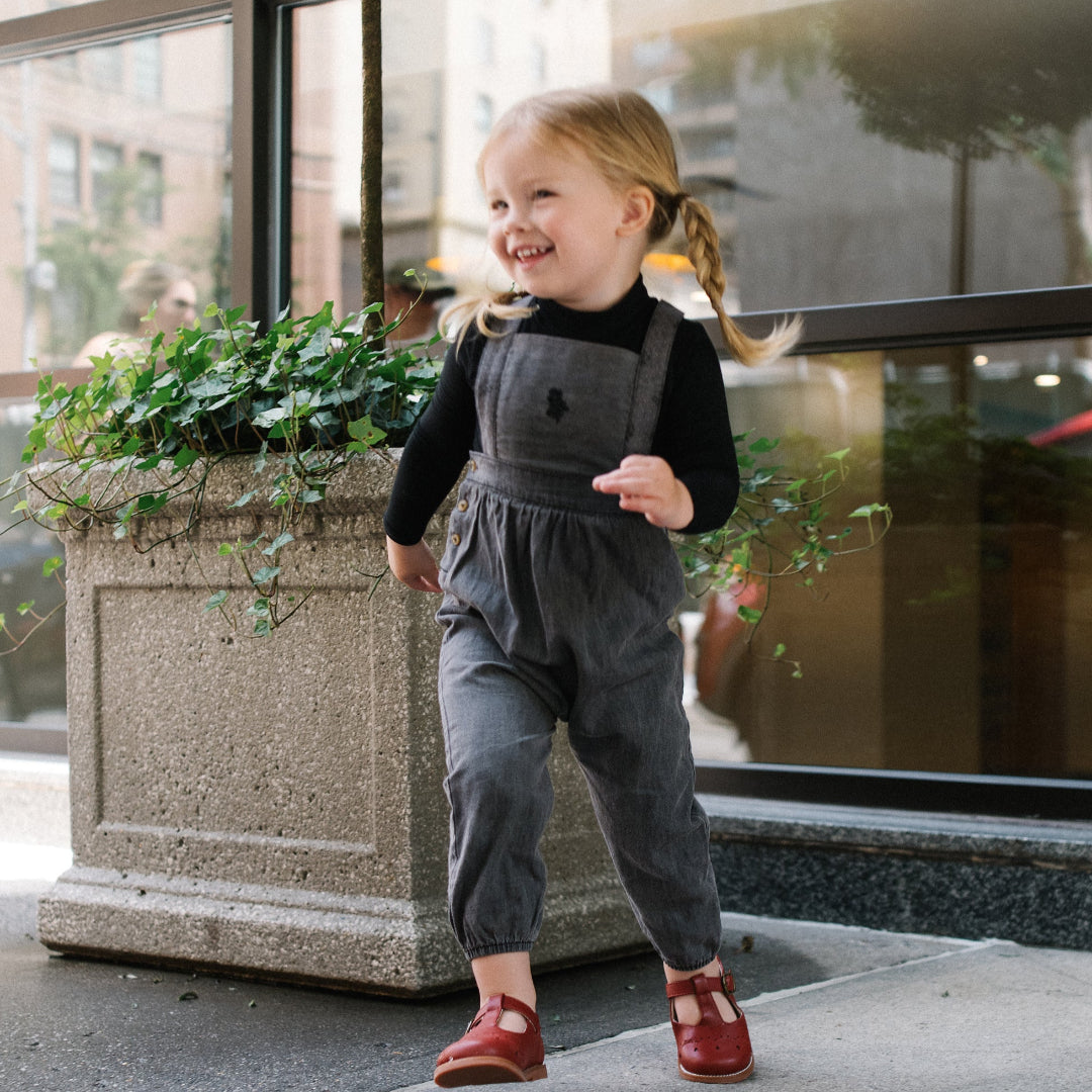 Grey Wash Tencel Girls Romper