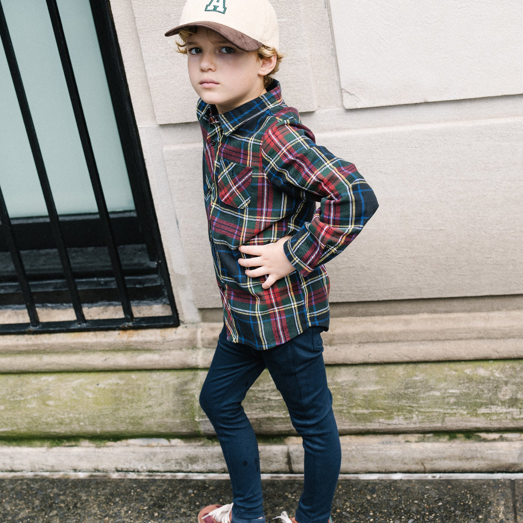 Navy Plaid Boys Shirt