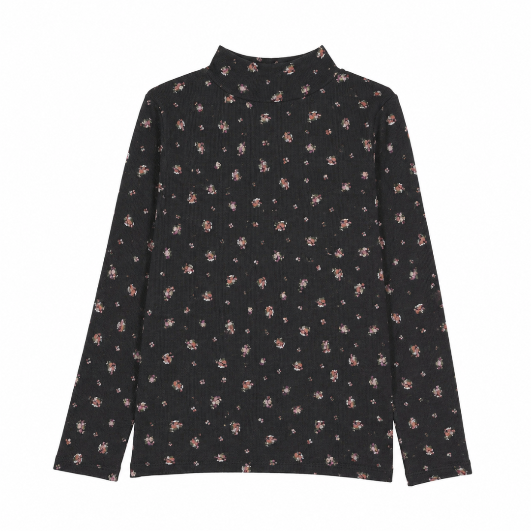 Black Printed Mockneck