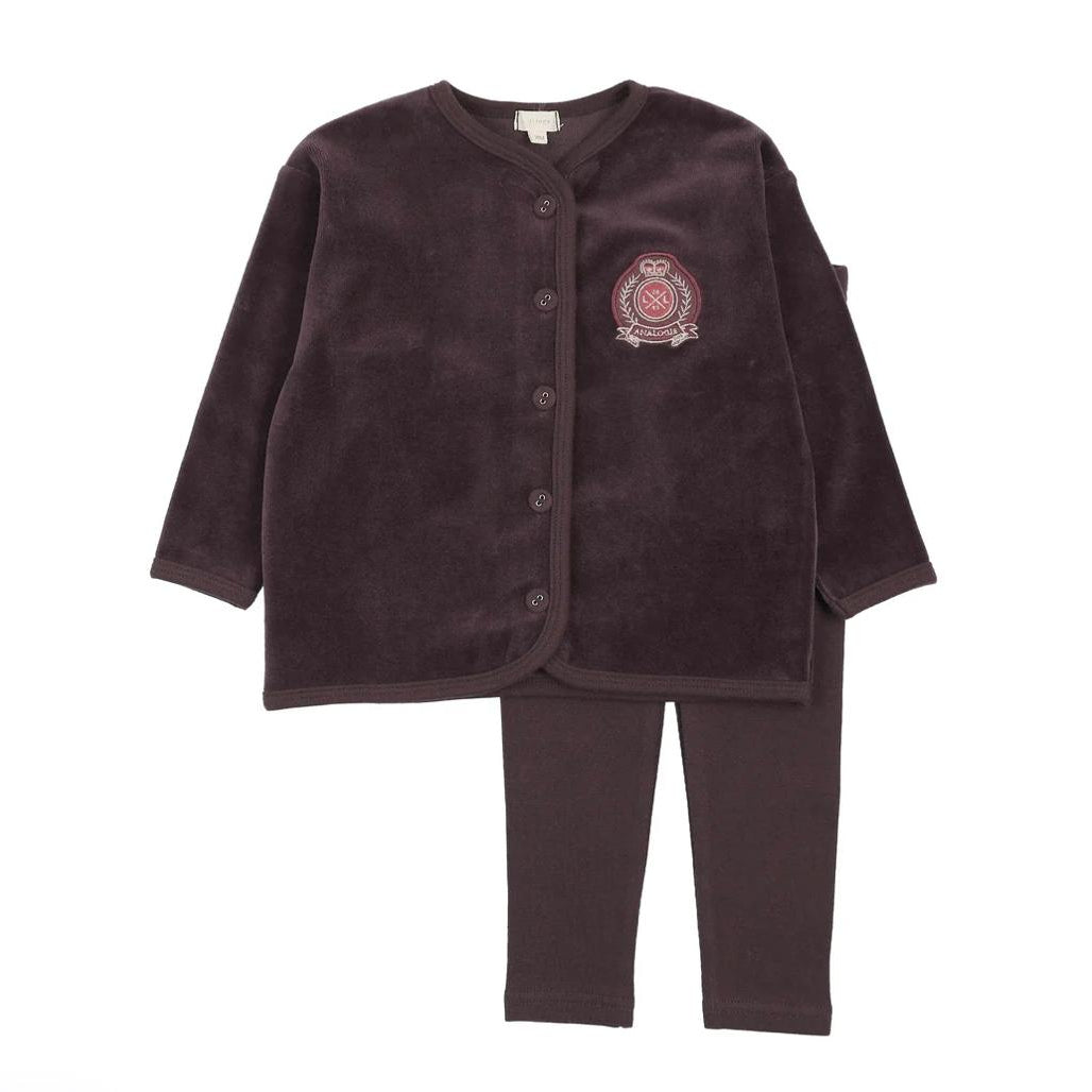 Eggplant Velour Crest Lounge Set