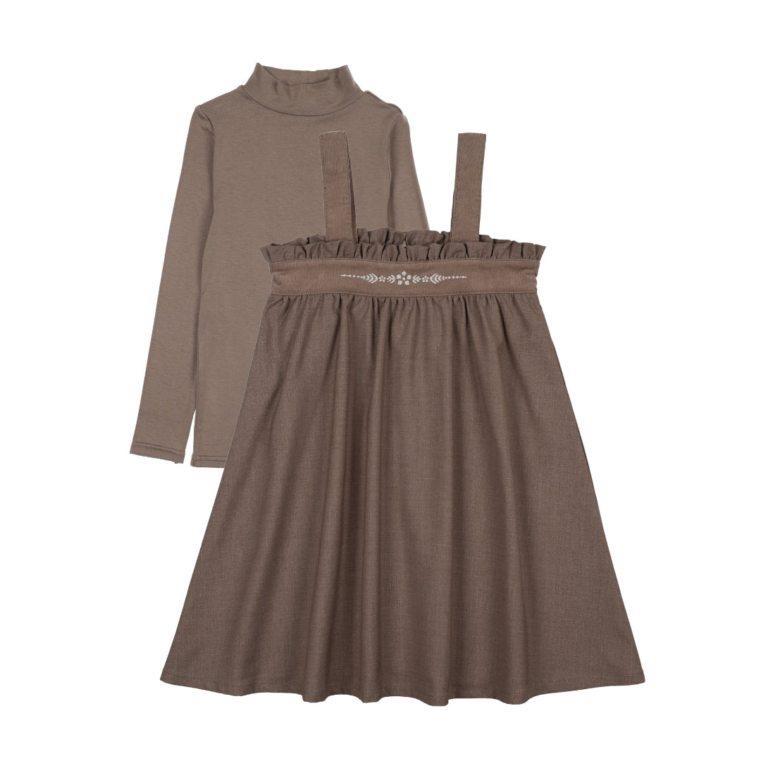 Misty Oat Embroidered Jumper Mock Neck Set