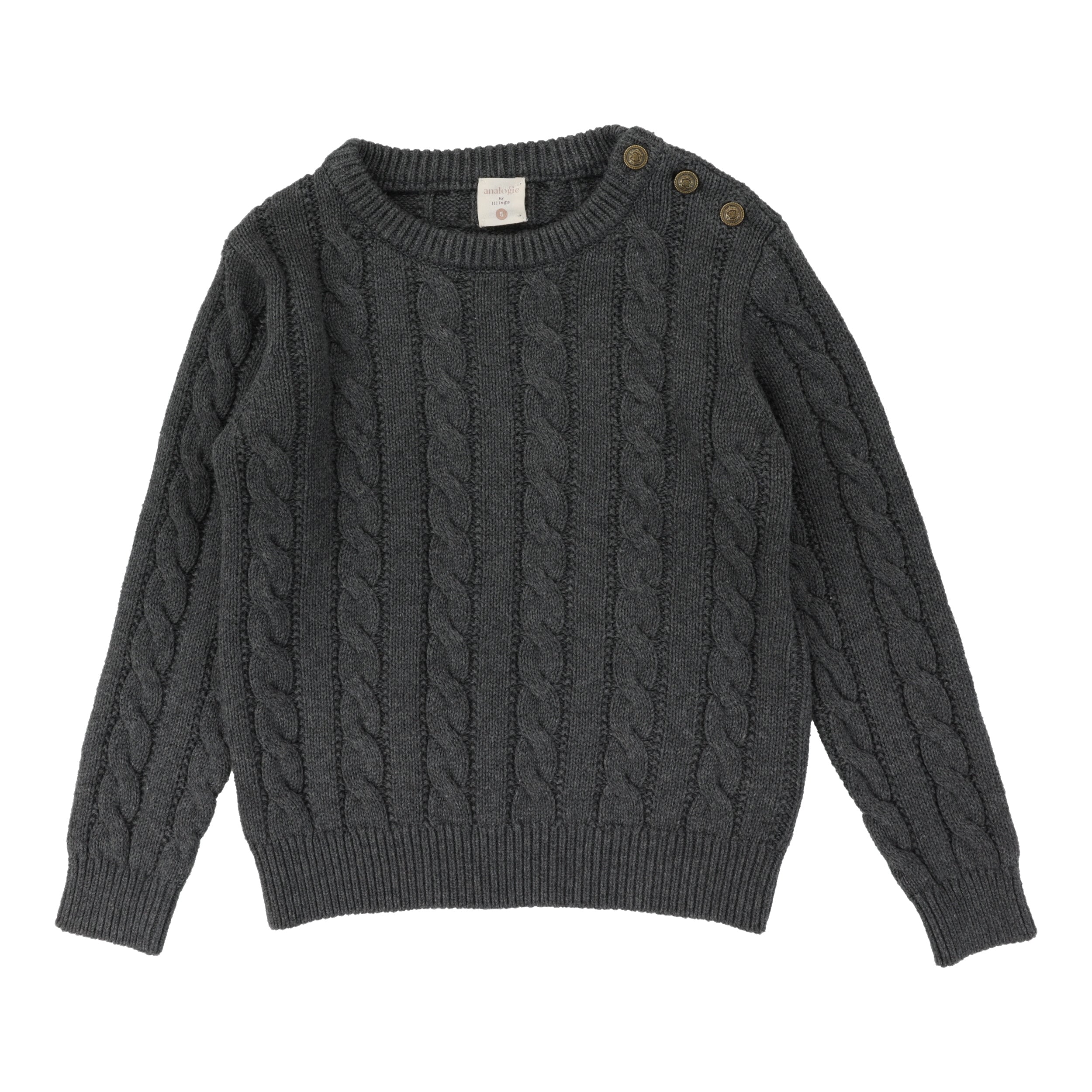 Grey Cable Crewneck Sweater